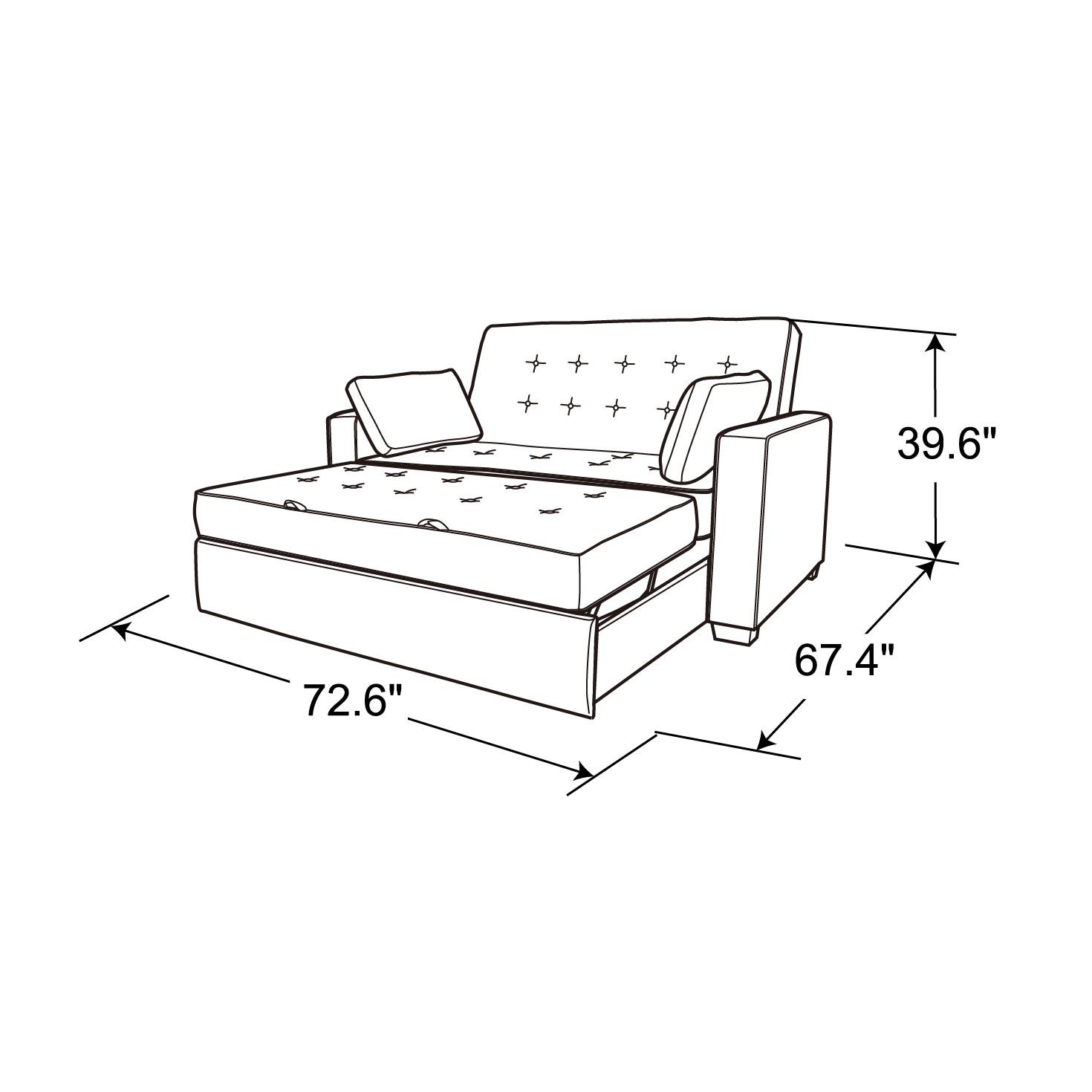 Serta Monroe 72.6" Queen Square Arm Tufted Back Convertible Sleeper Sofa with Cushions