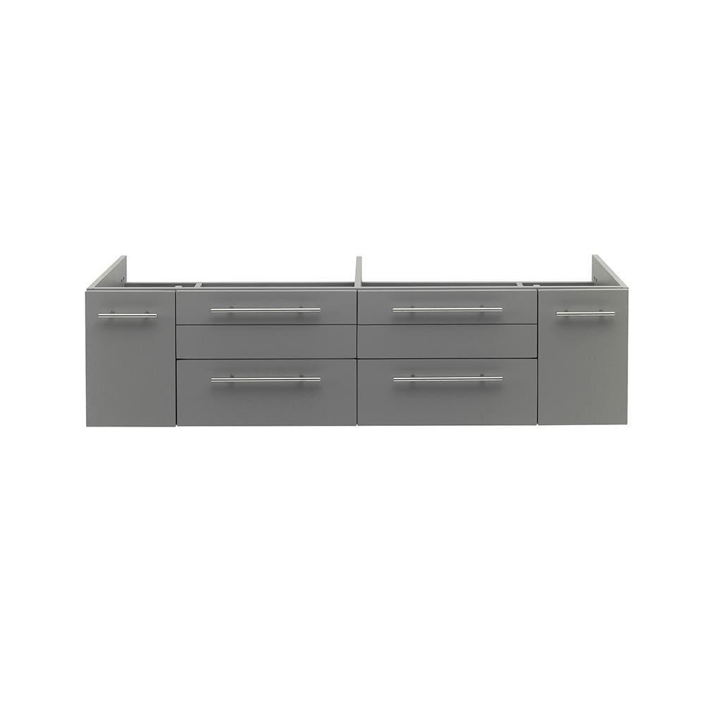 Fresca Lucera 60" Wall Mount Double Undermount Sink Bathroom Vanity Base Only (Top & Sink Not Included)