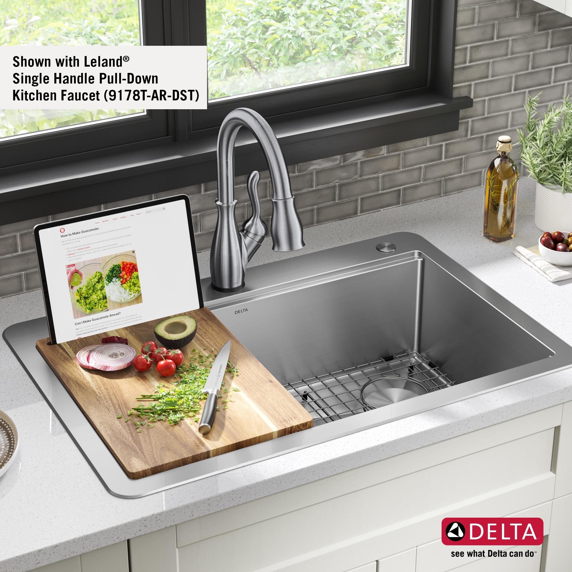 Delta Lorelai™ 33" L Workstation Kitchen Sink Drop-In Top Mount 16 Gauge Stainless Steel Single Bowl