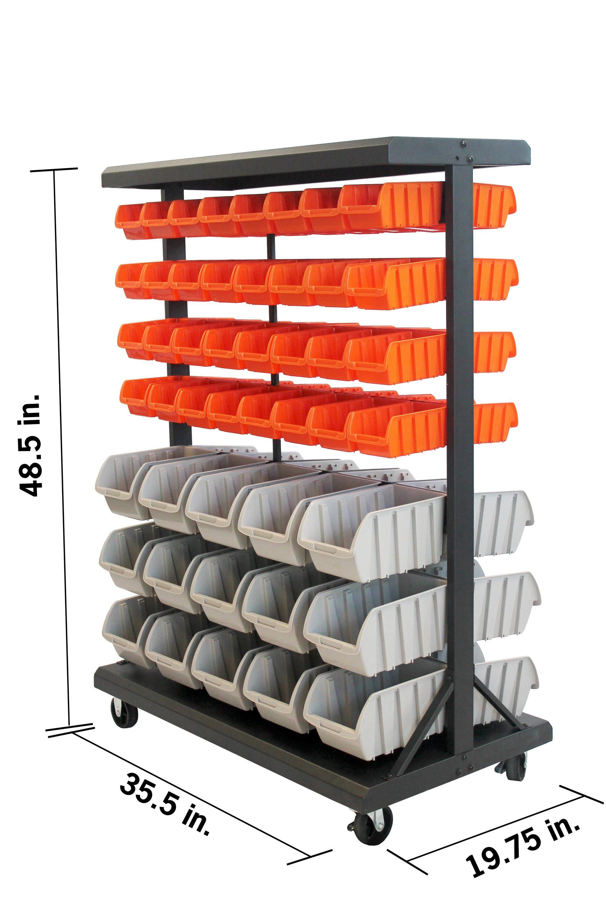 TRINITY Dual-Sided Mobile Bin Rack (35.5 in. W x 48.5 in. H x 19.75 in. D)