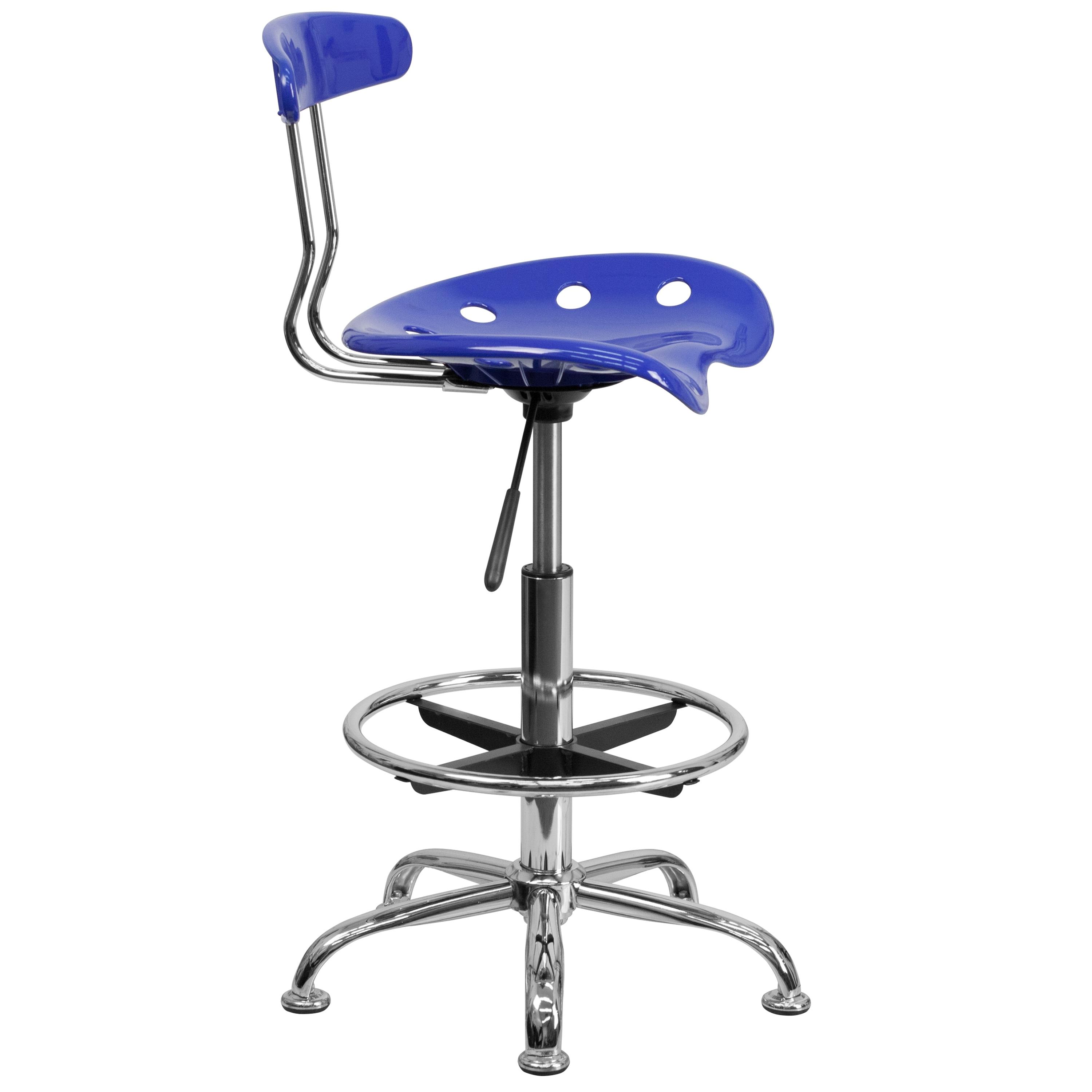 Monroe Vibrant Chrome Drafting Stool with Tractor Seat