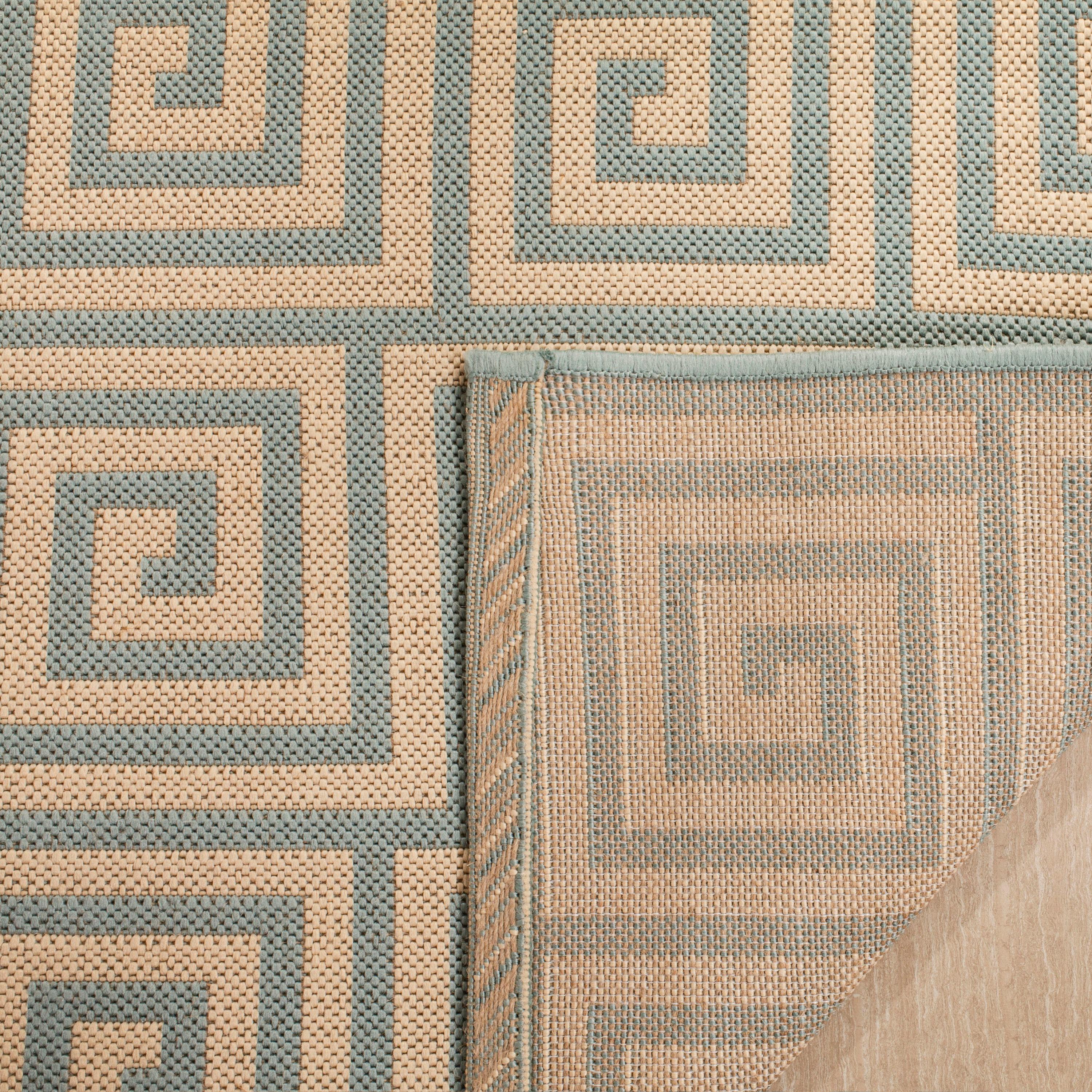 Linden LND129 Power Loomed Area Rug - Cream/Aqua - 5'3"x7'6" - Safavieh