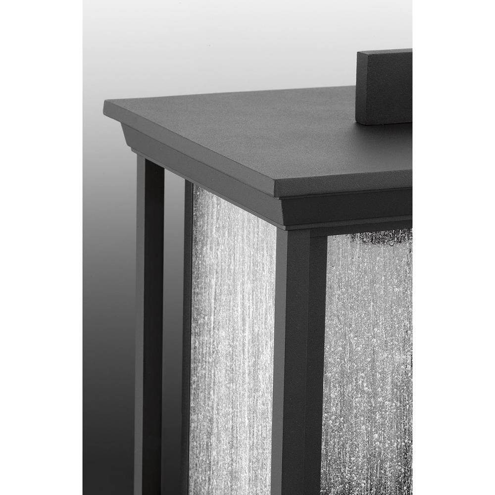 Progress Lighting Endicott 1-Light Outdoor Wall Lantern, Textured Black, Linen Glass Shade