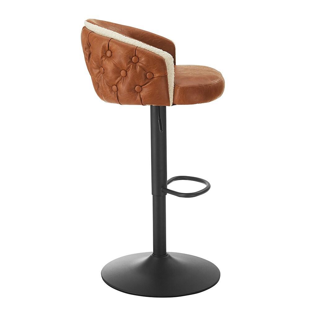 Art Leon Taburete de Bar Moderno sin Brazos, Juego de 2, Cuero de PU Giratorio de Altura Ajustable, Marrón