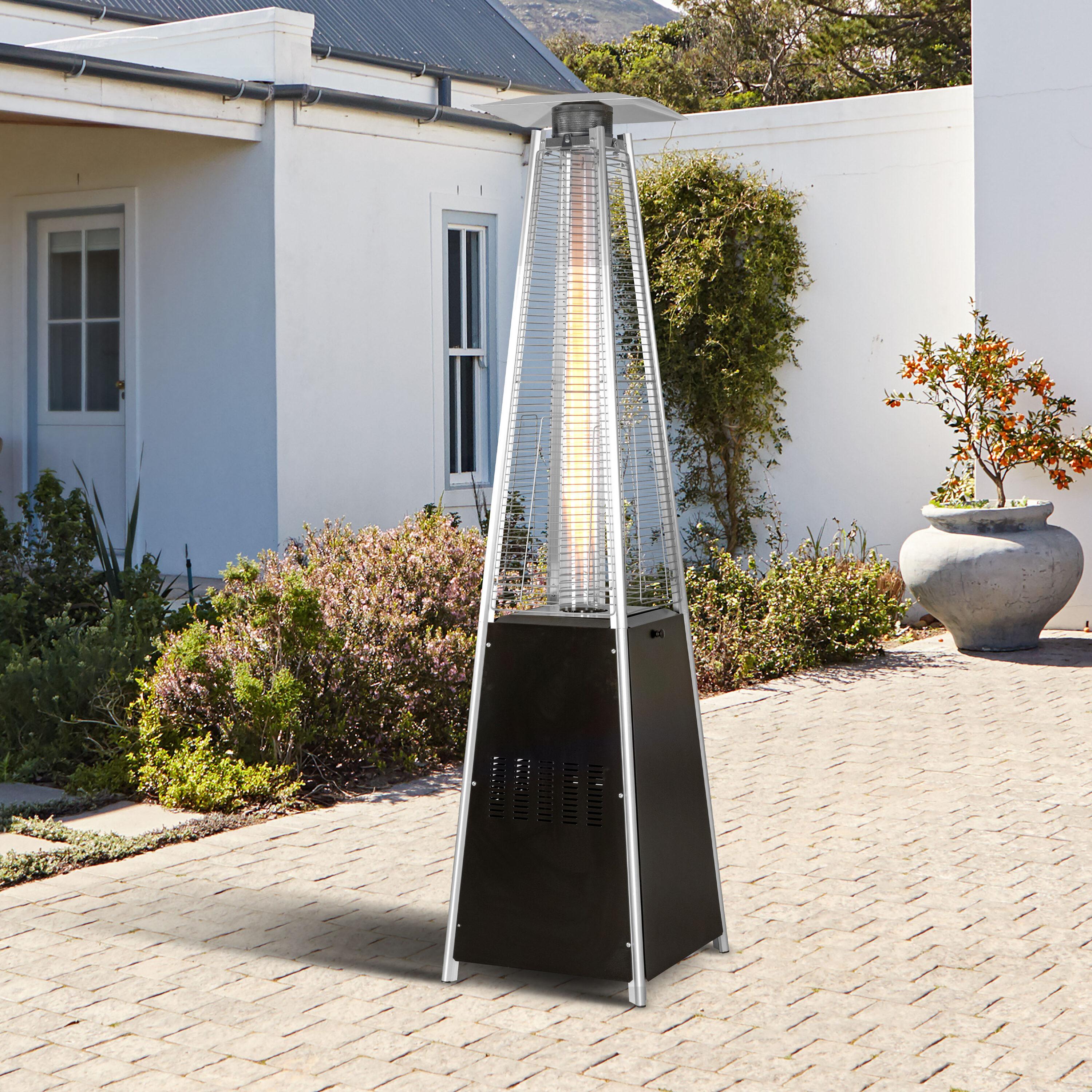 Nuu Garden Black Pyramid Propane Patio Heater with Glass Tube