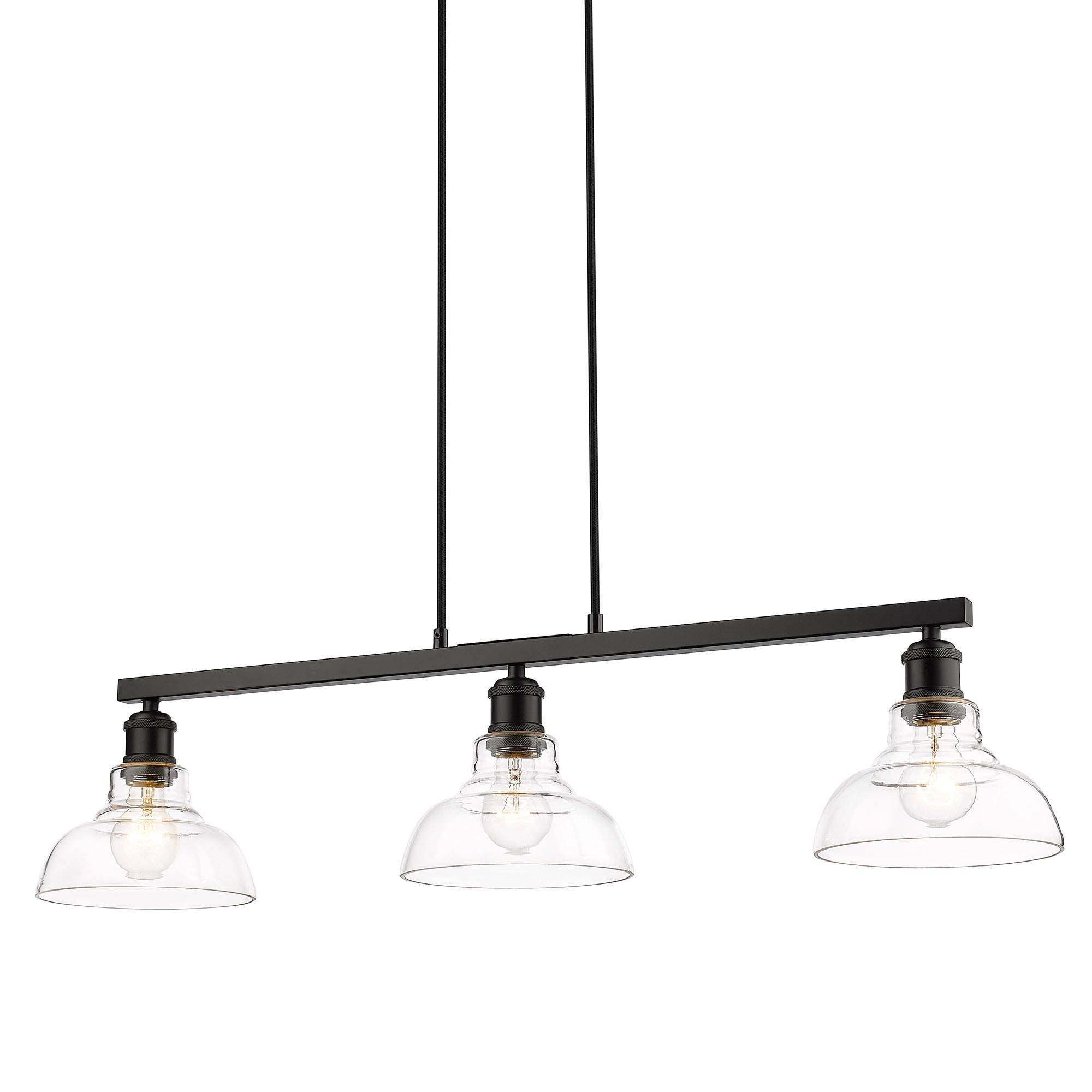 Golden Lighting Carver 3-Light Semi-flush in Matte Black with Clear Glass