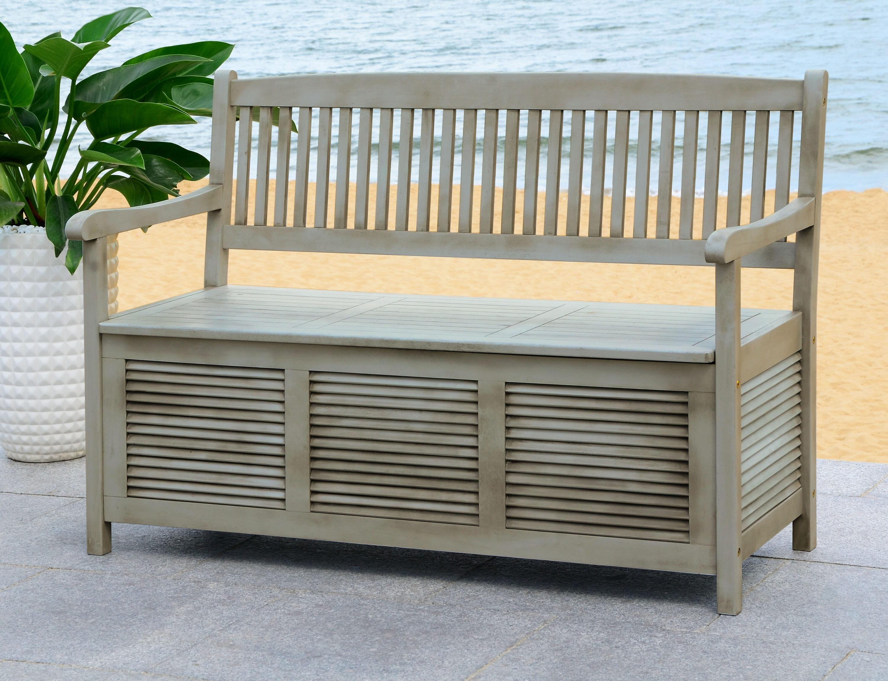 Brisbane Bench - Outdoor - PAT7017 - Grey - Safavieh