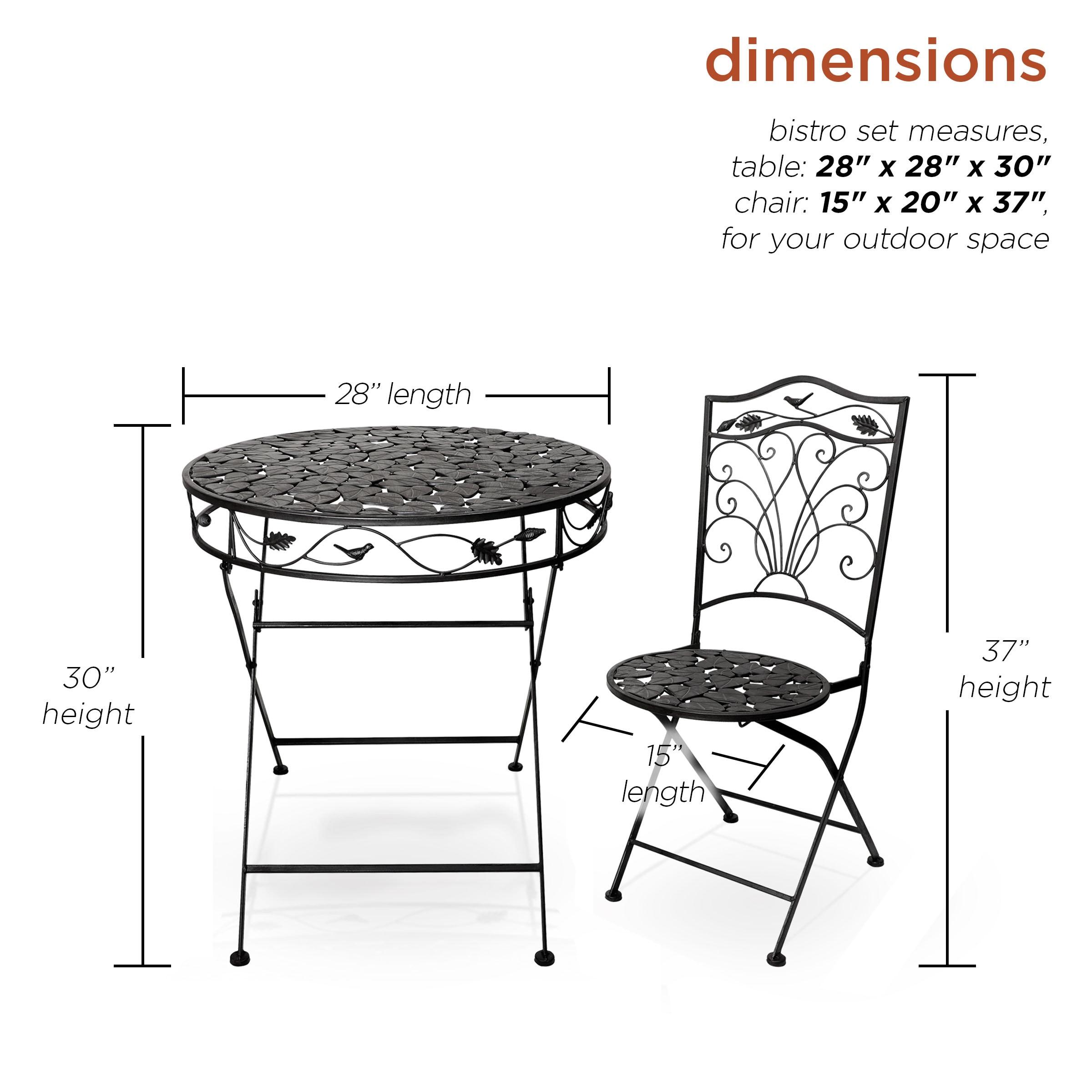 3pc Iron Garden Bistro Set with Leaf Design Brown - Alpine Corporation: Weather-Resistant, No Assembly Required