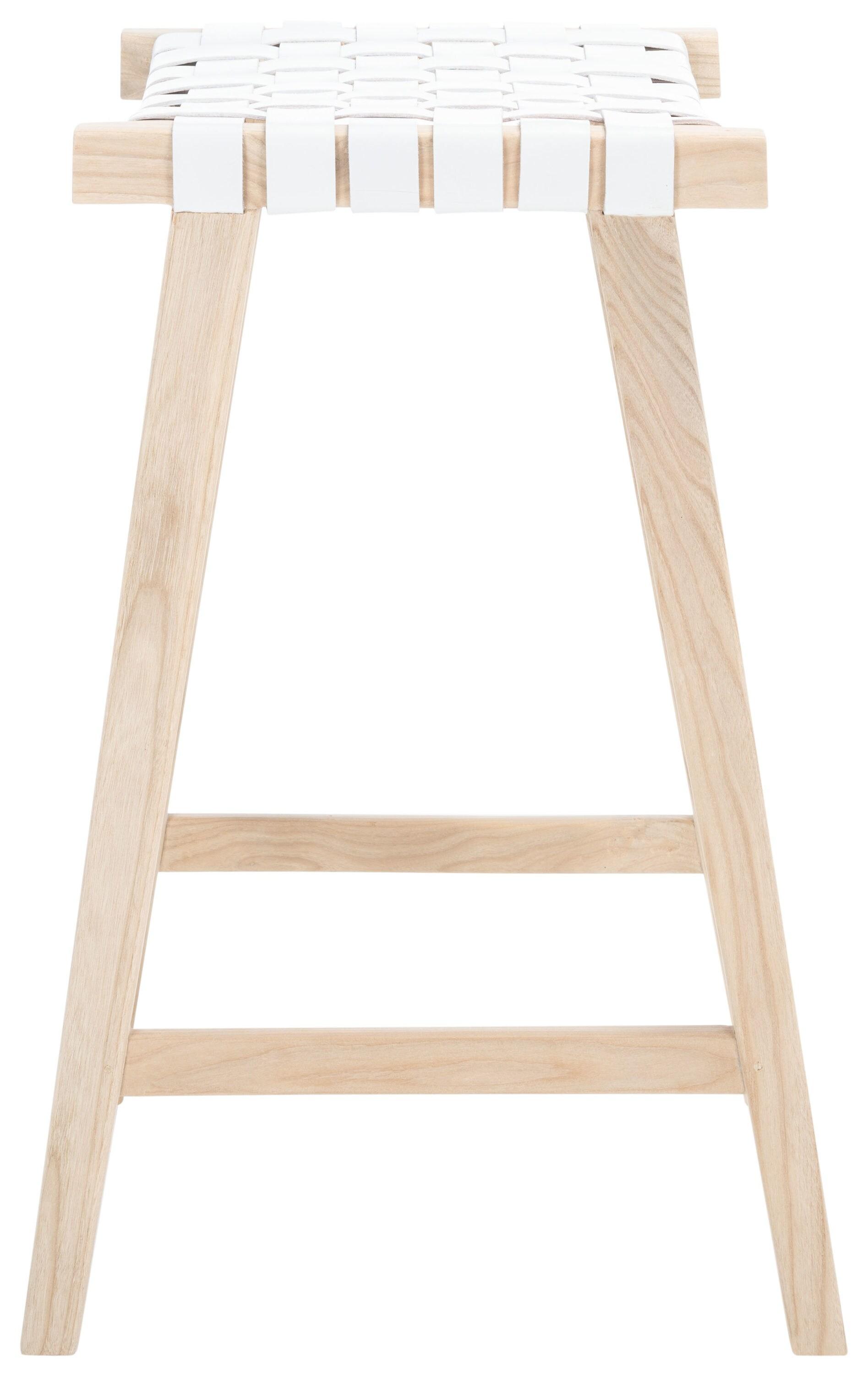 SAFAVIEH Abreu Rectangle Barstool, White/Light Natural (18.5 in. W x 20 in. D x 30 in. H)