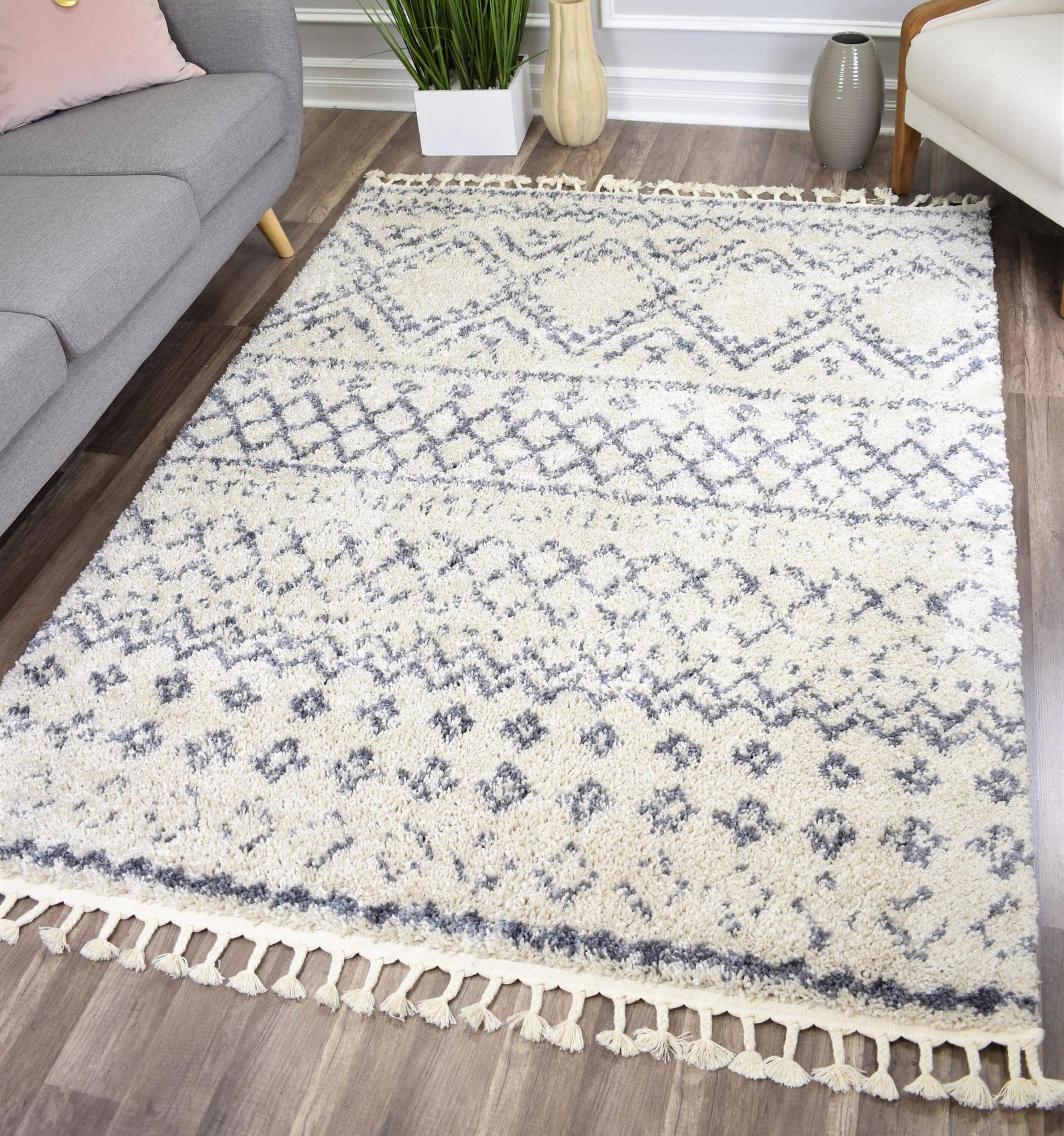 Silla Mason Shag Tribal Shadow Gray Area Rug