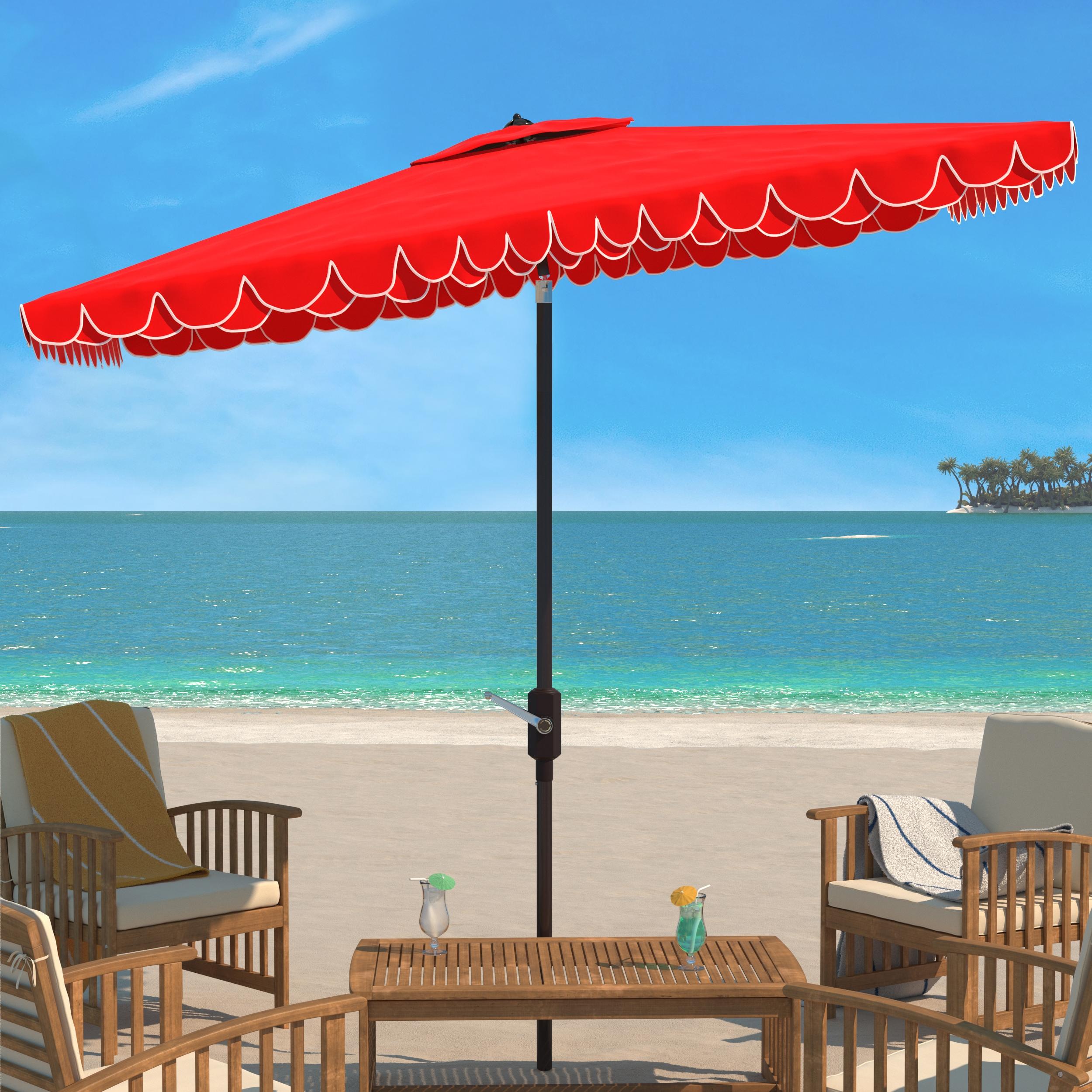 Elegant Valance 6.5 X 10 Ft Rectangle Umbrella - PAT8306 - Red - Safavieh