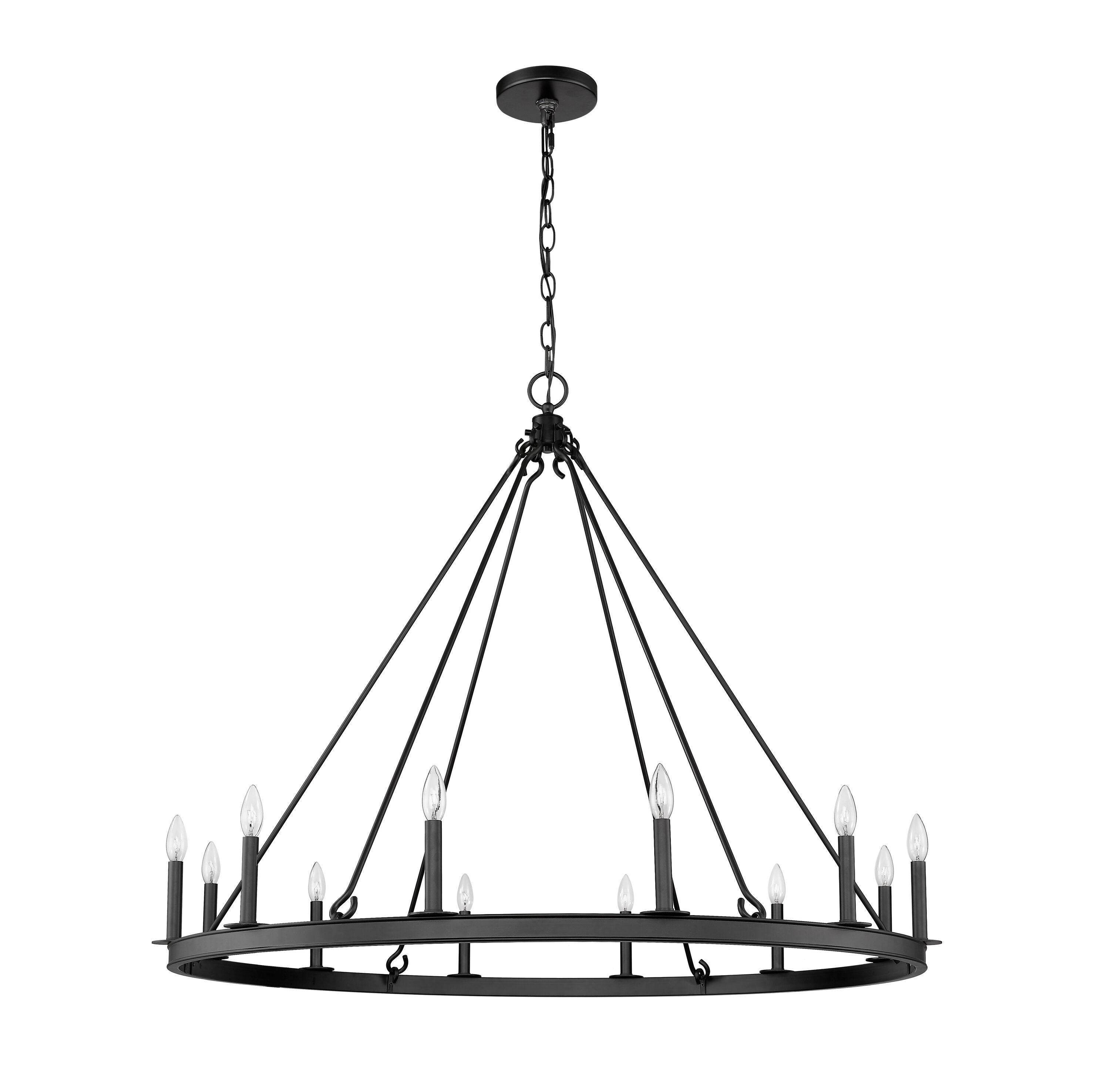 Matte Black 12-Light Candle-Inspired Chandelier