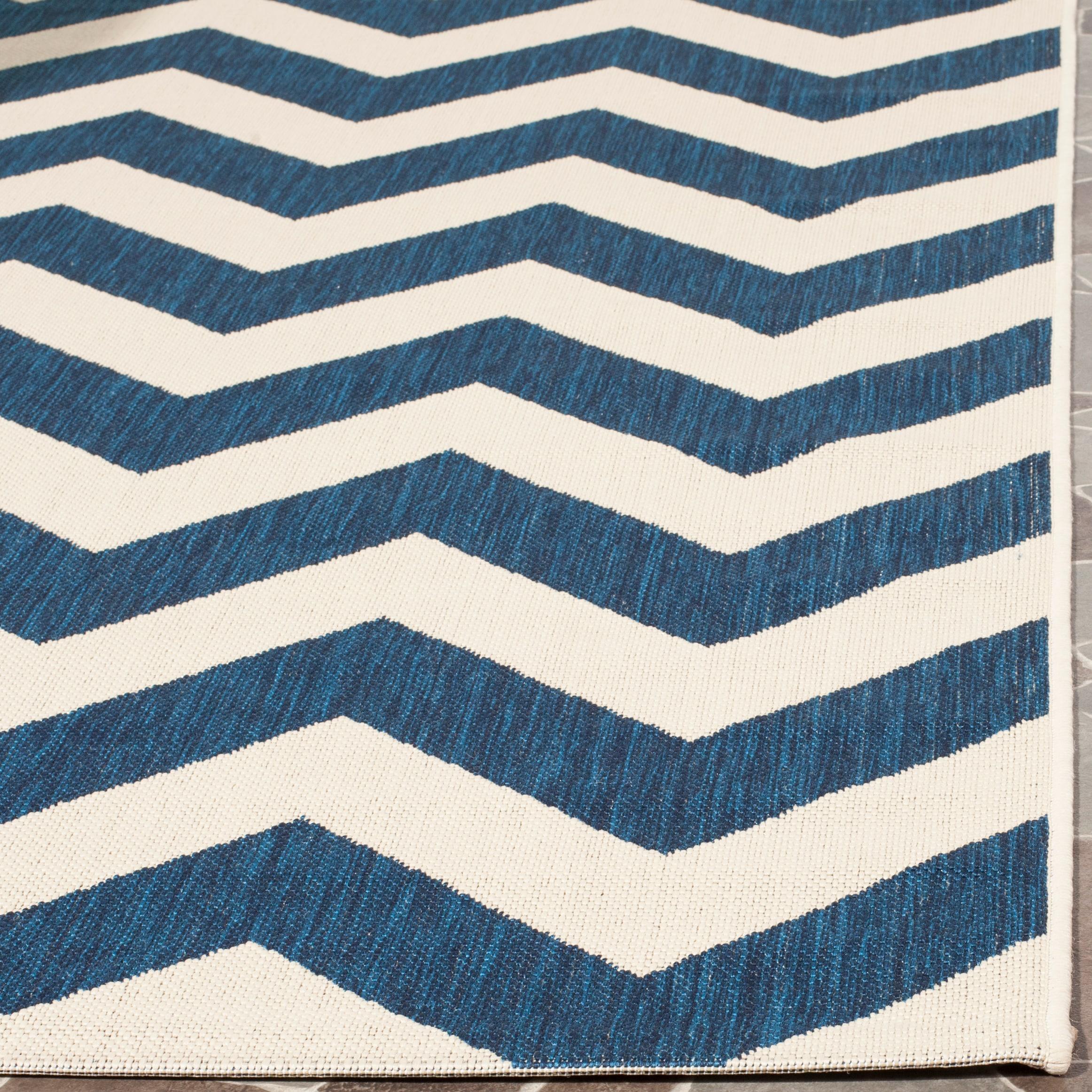 Courtyard CY6244 Power Loomed Indoor and Outdoor Area Rug - Navy/Beige - 4'x5'7" - Safavieh