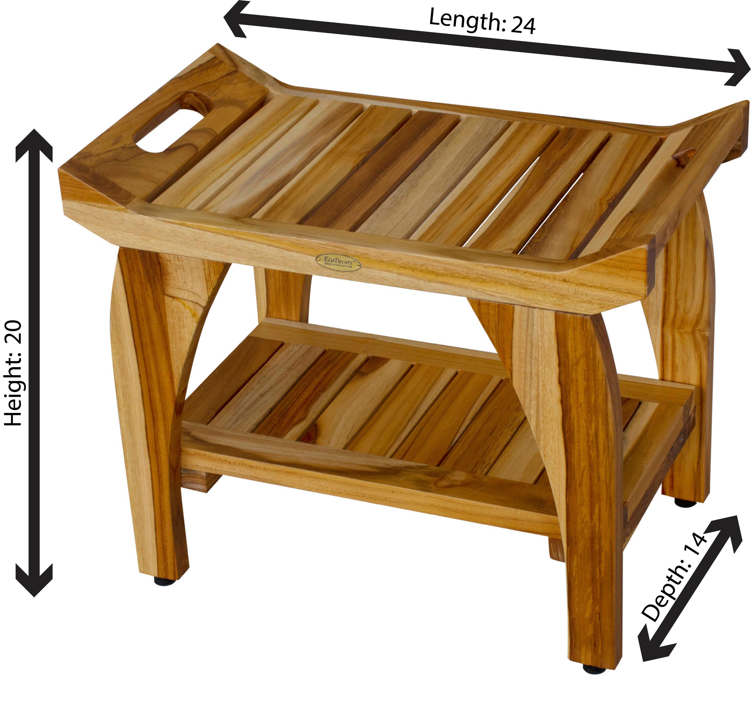 EcoDecors Tranquility by EcoDecors, Teak Shower Bench, Teak Bench Shower, Teak Shower Bench for Inside Shower, Teakwood Shower Bench