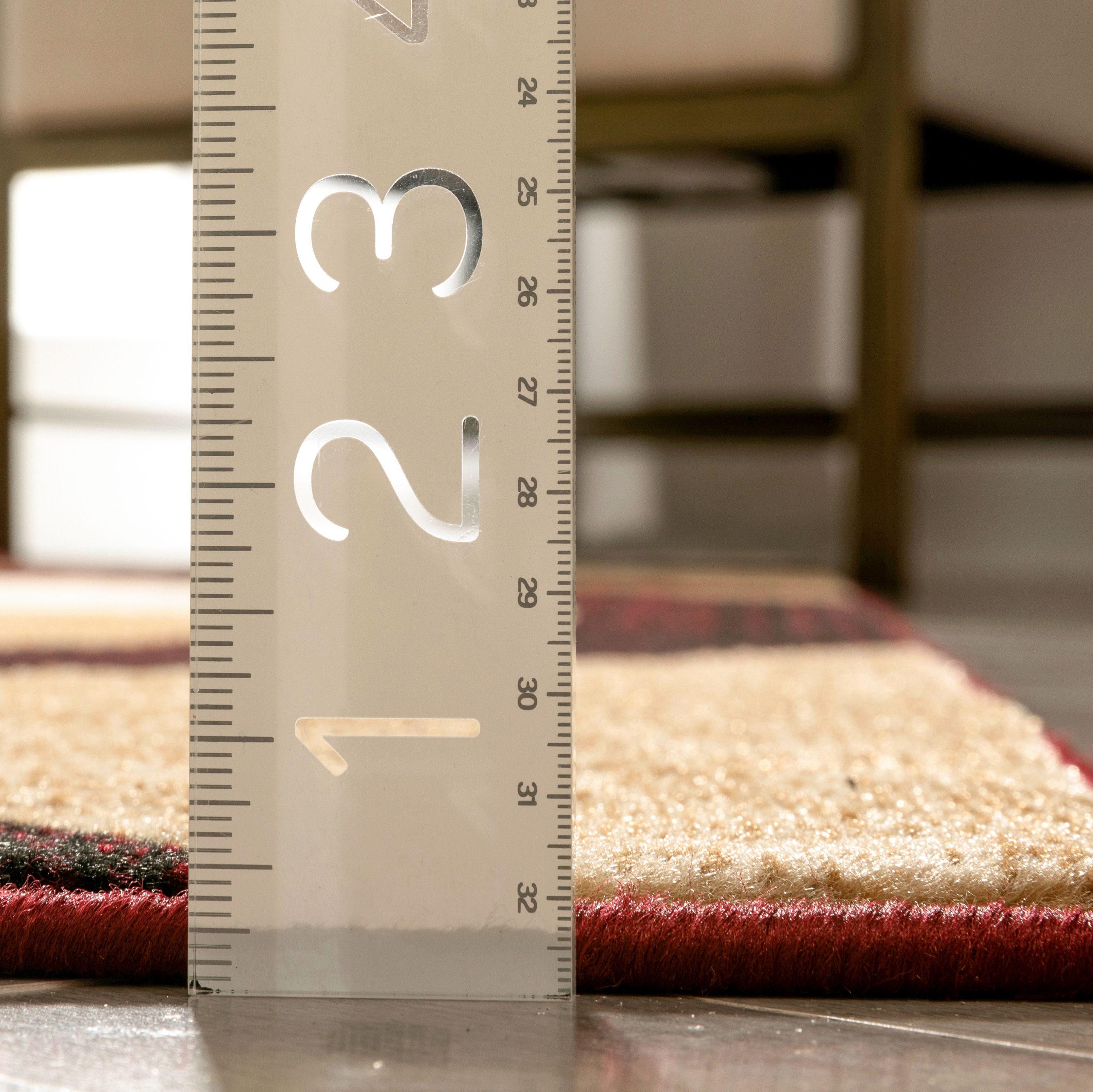 Well Woven 5 x 7 (ft) Loomed Polypropylene Red Rectangular Indoor Geometric Mid-Century Modern Area rug