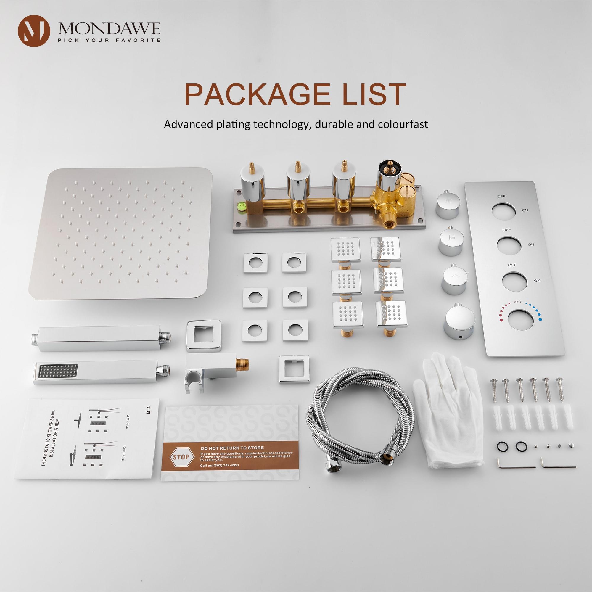 Herathena 3 Functions Ceiling Mounted Luxury Shower System with 6 Body Jets (Rough-in Valve Included)