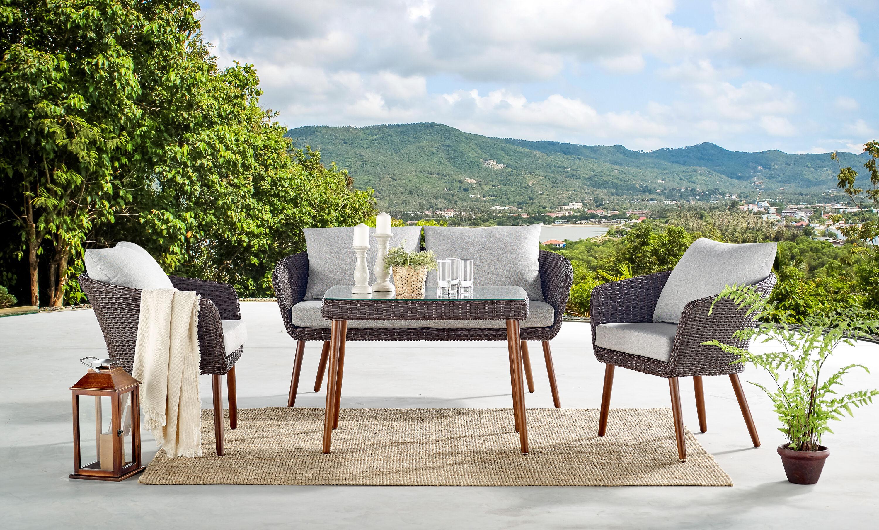 All-Weather Wicker Athens Outdoor Cocktail Table Brown - Alaterre Furniture