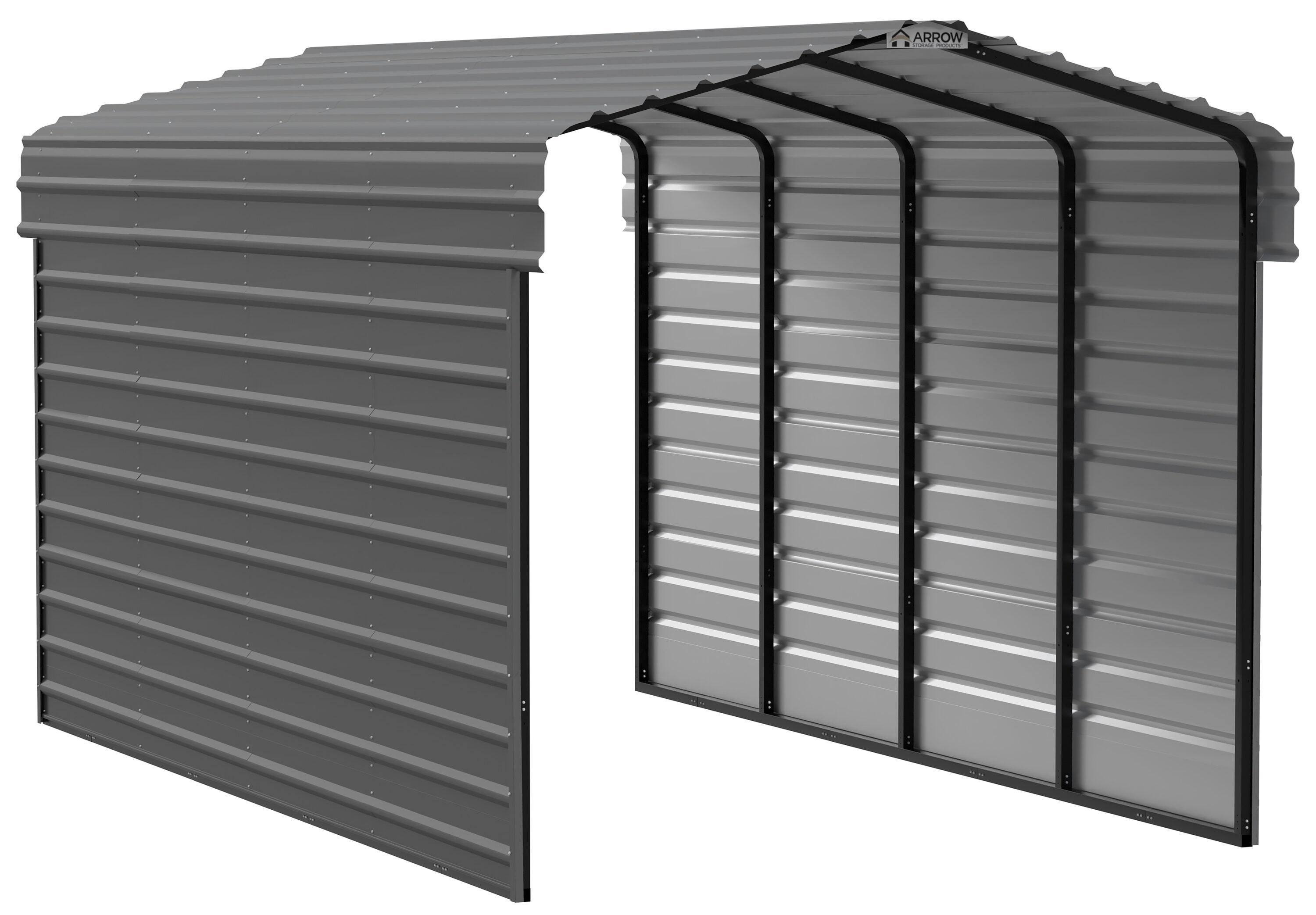 Arrow Arrow Steel Carport with 2 Side Wall Kits, 10x20x09