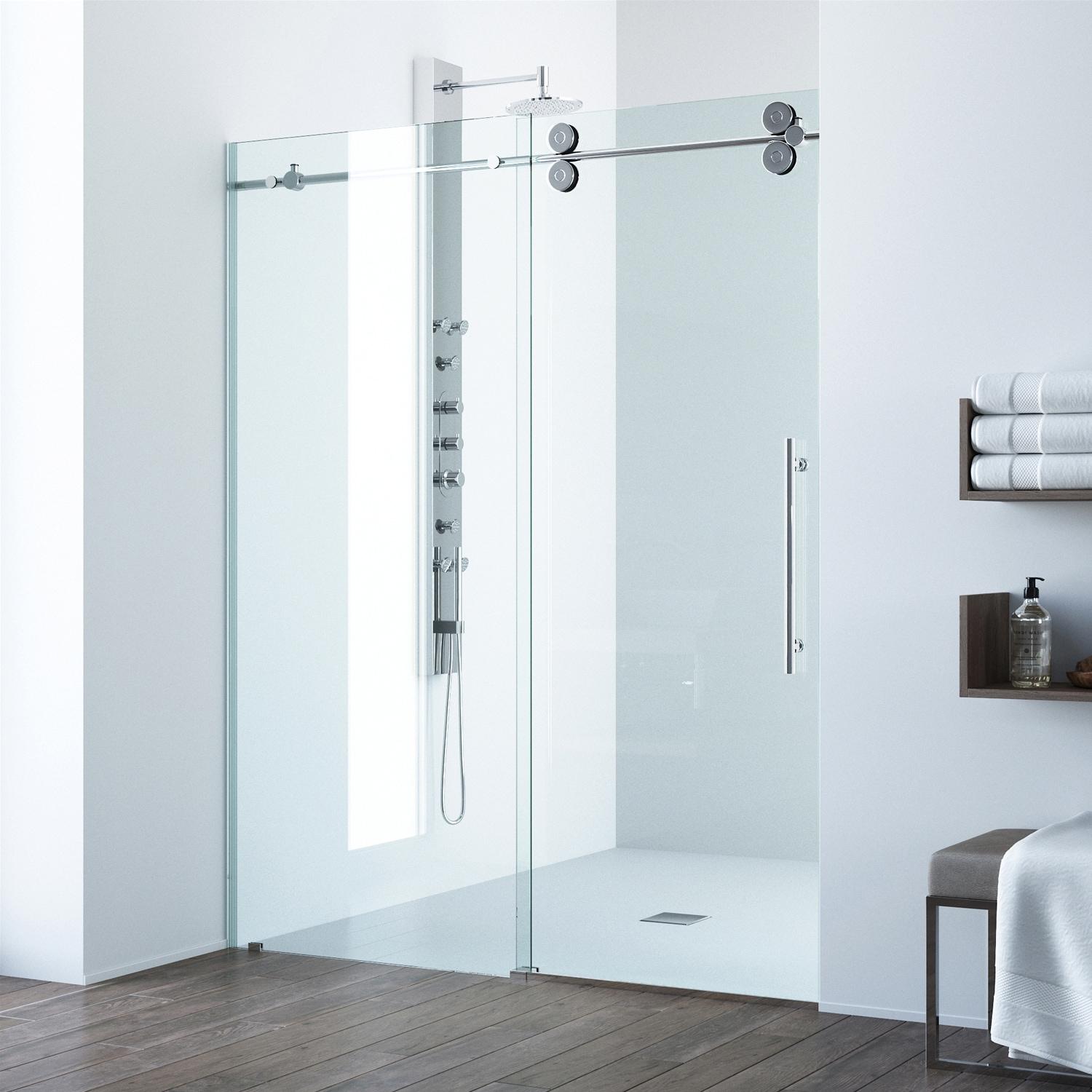 Elan 56-60" W x 74" H Sliding Frameless Shower Door with 3/8" Clear Glass
