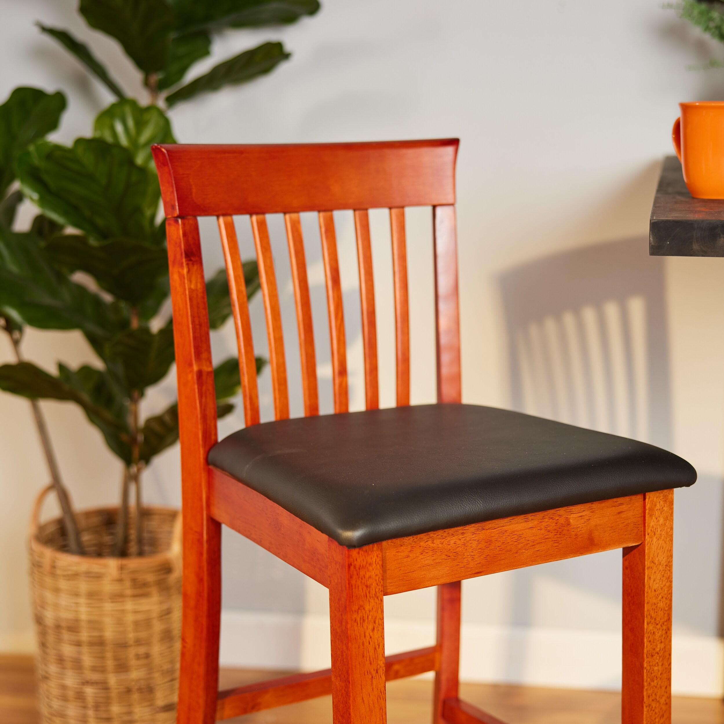 30" Torino Craftsman Padded Seat Barstool Hardwood/Dark Cherry - Linon: Rubberwood, 31" High
