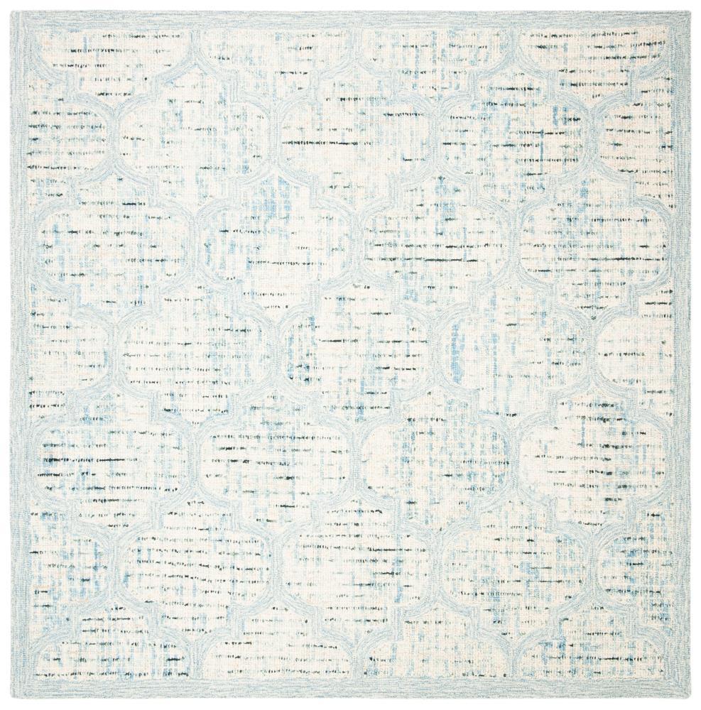 Abstract ABT474 Handmade Indoor Area Rug - Ivory/Turquoise - 6'x6' - Safavieh