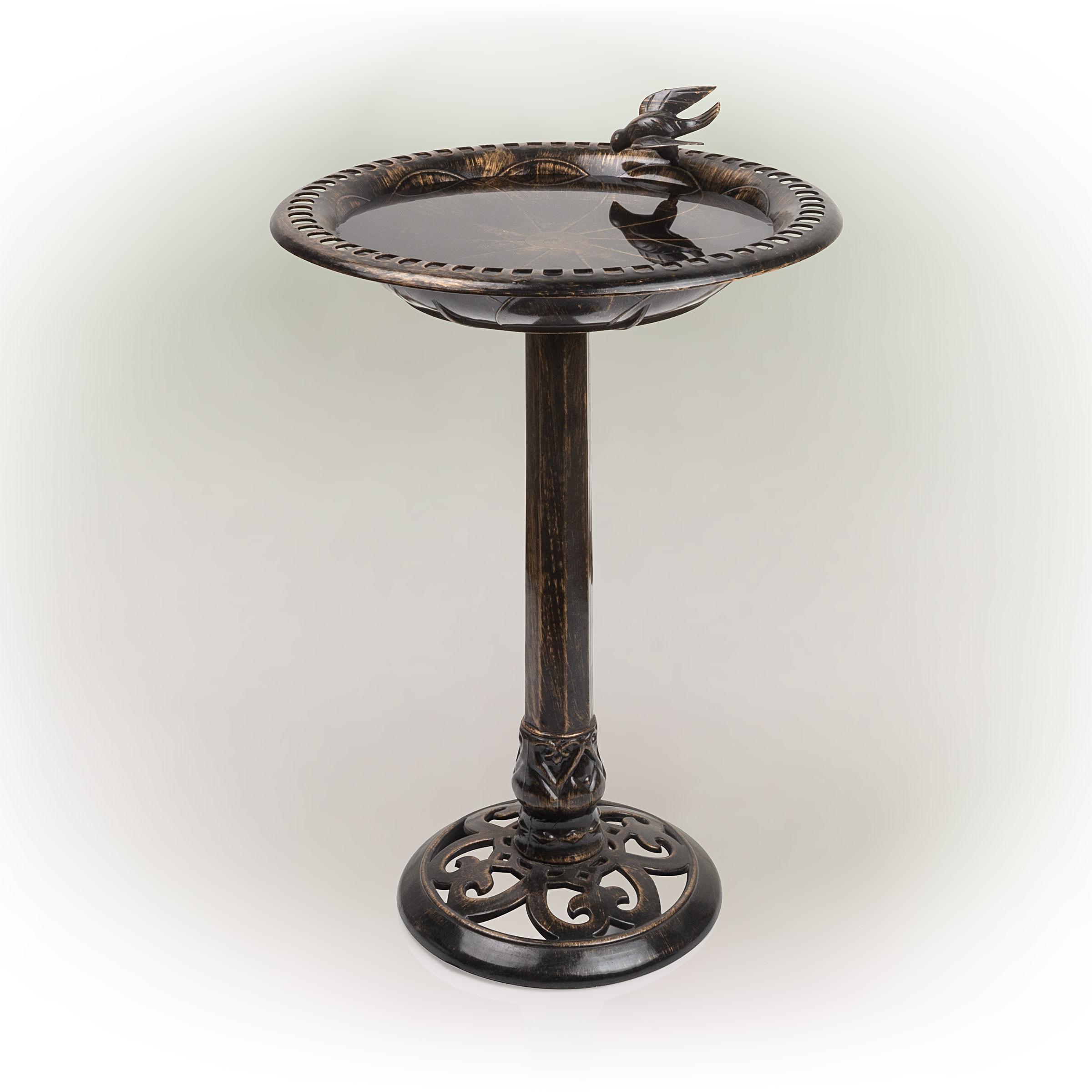 Alpine Corporation 26-Inch Bronze Bird Bath with Bird Figurine