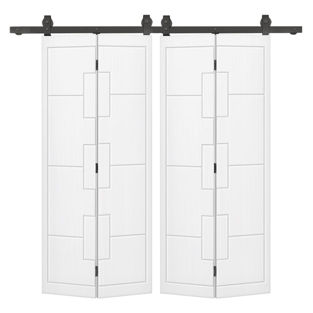 Calhome Modern Bi-Fold Double Barn Door with Sliding Hardware Kit