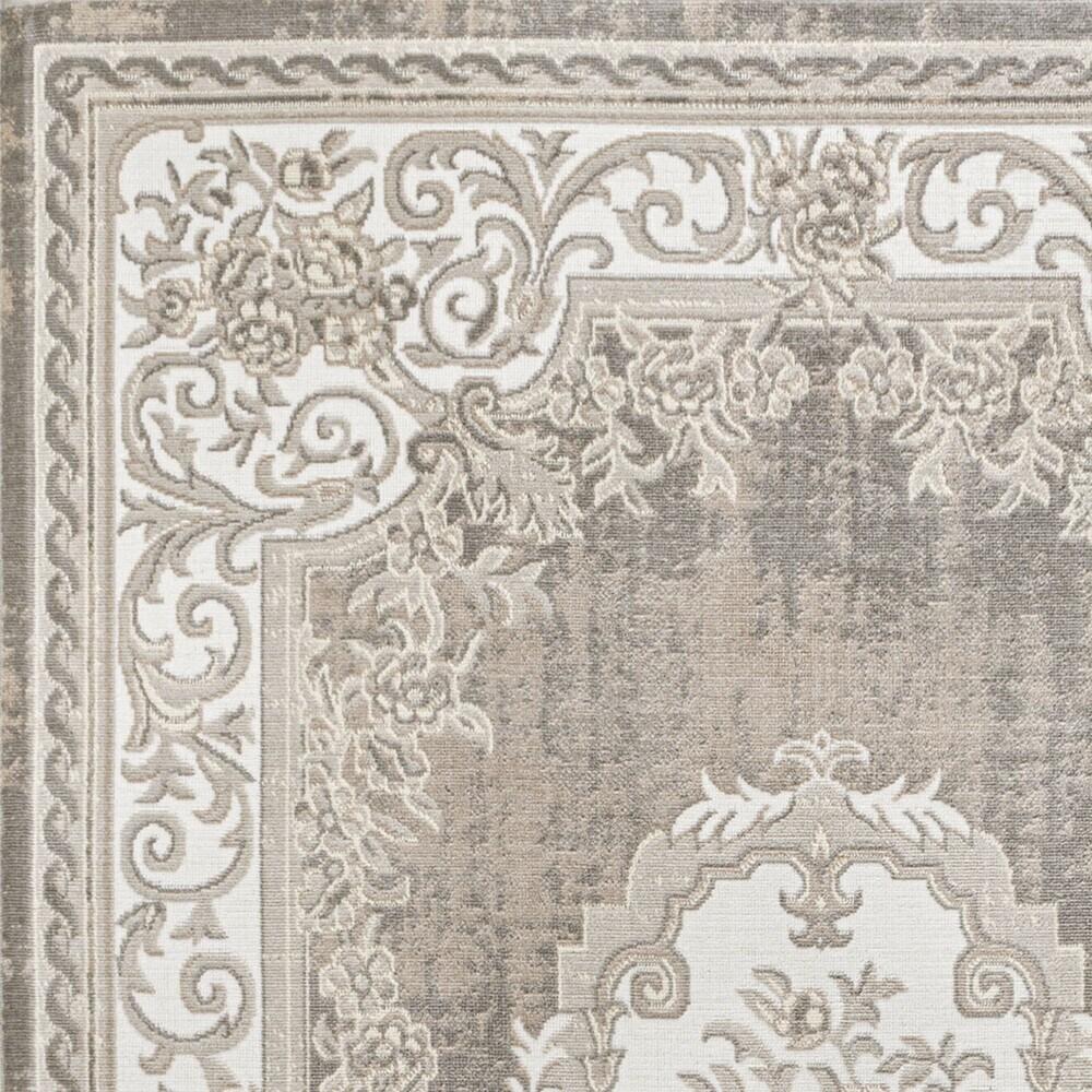 JONATHAN Y Rosalia Cottage Medallion Gray/Ivory 5 ft. x 8 ft. Area Rug
