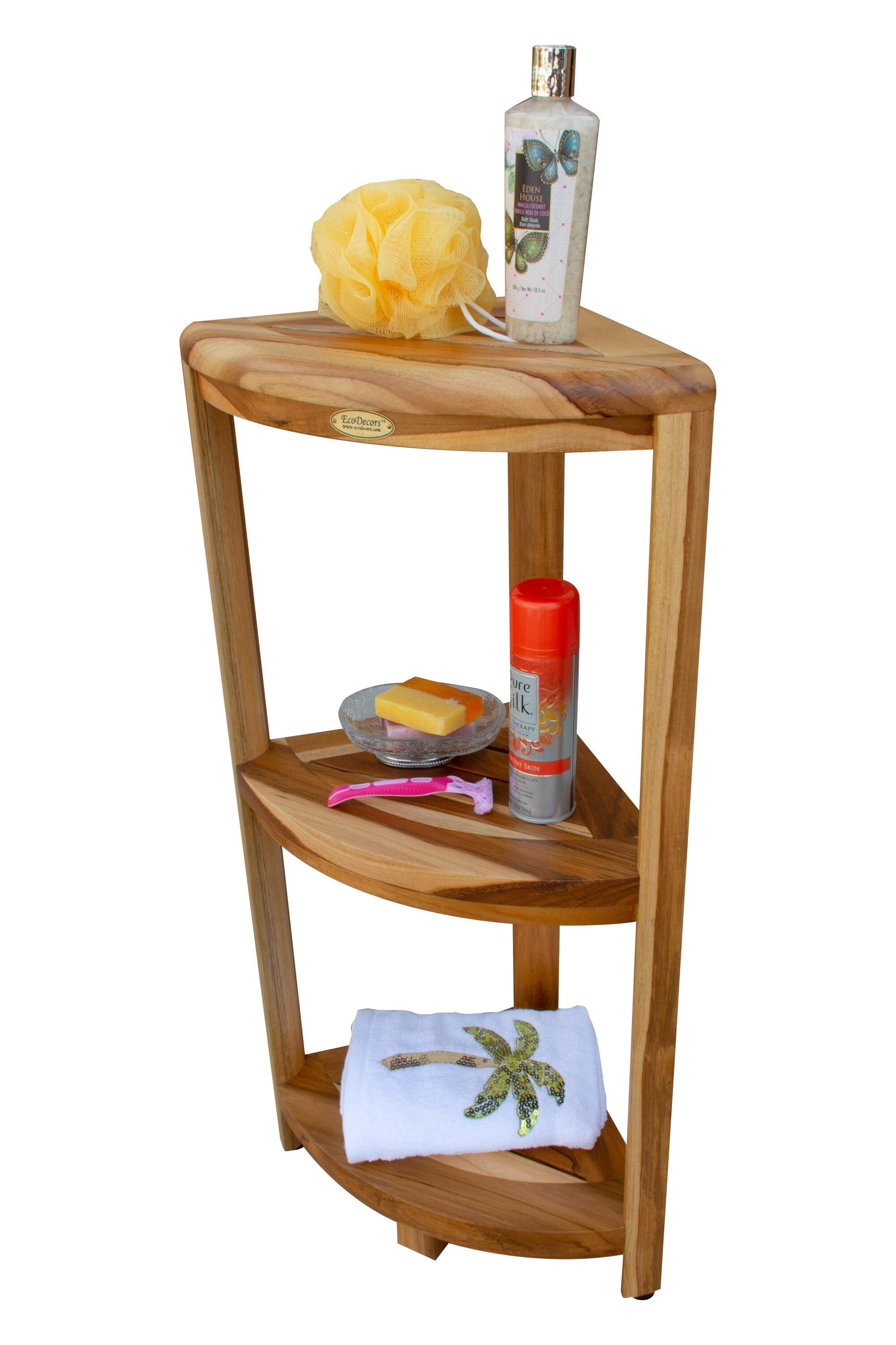 EcoDecors EcoDecors, Snazzy Corner, Teak Corner Shower Shelf, Shower Stand Corner, in EarthyTeak™