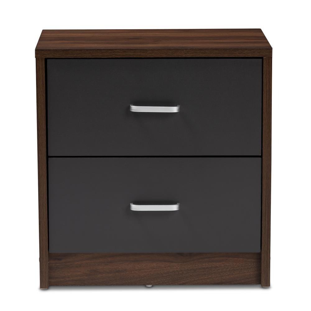 Hansel 2 Drawer and Finished Nightstand Brown/Gray - Baxton Studio