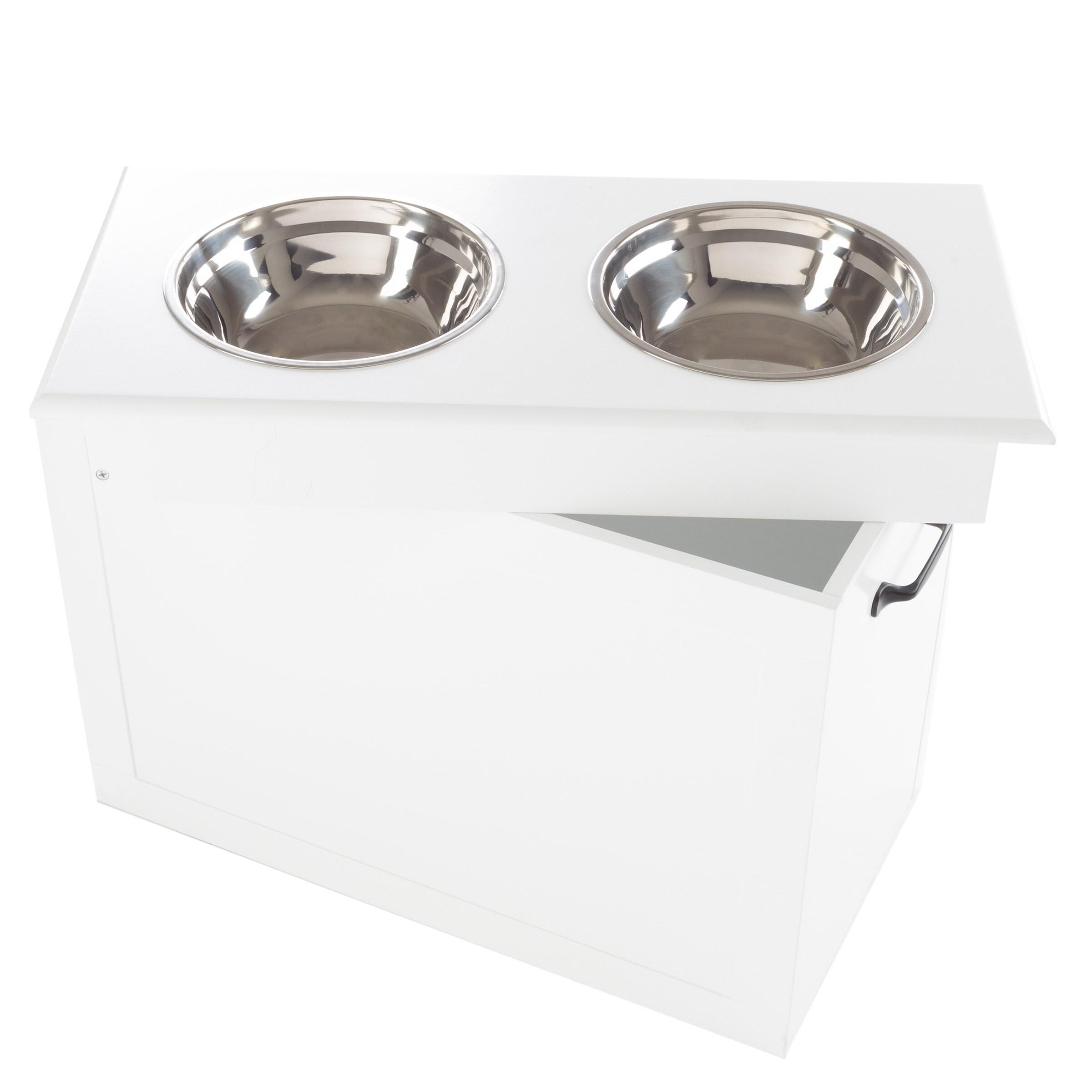 Petmaker PETMAKER Elevated Dog Bowls with Storage, White