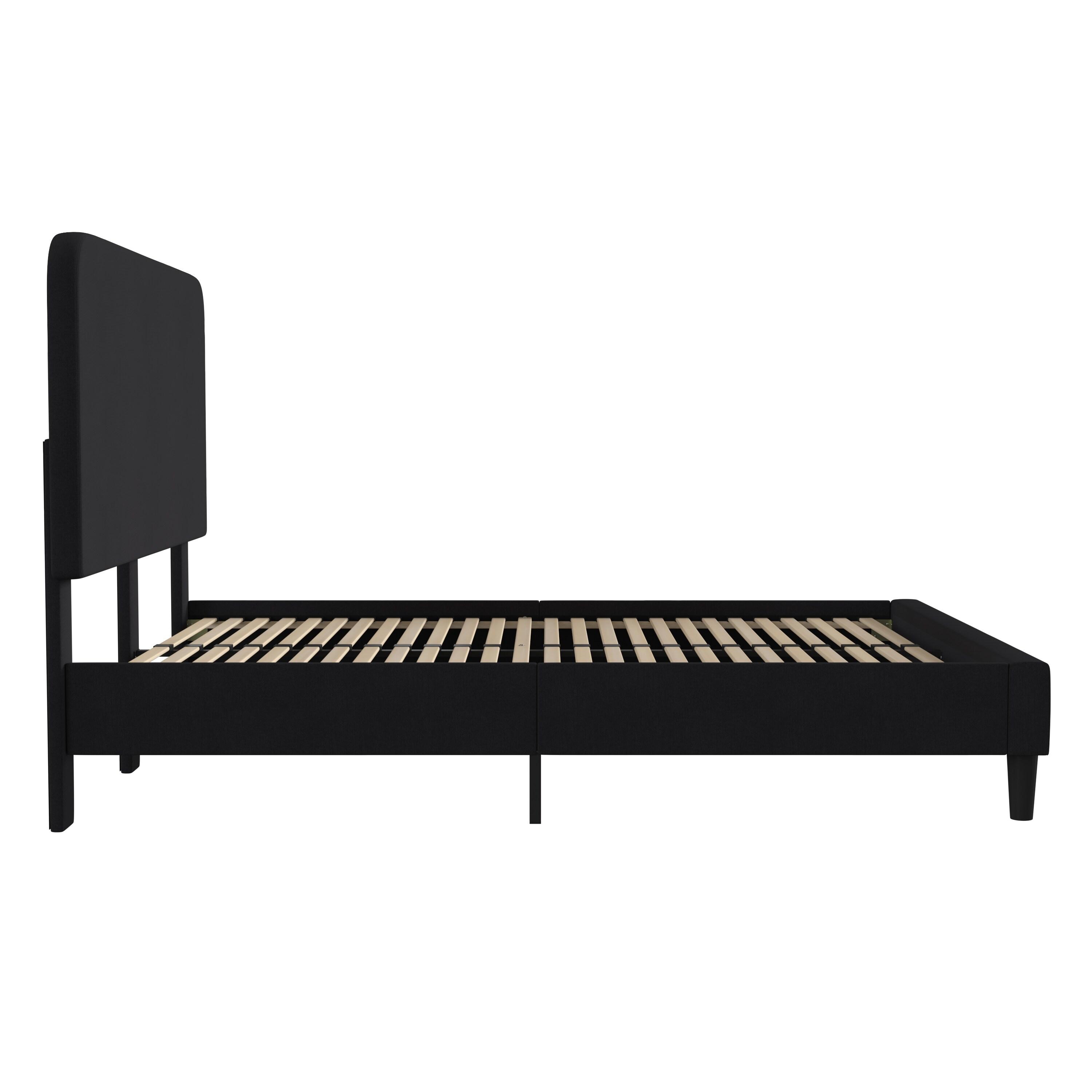 Flash Furniture Addison Fabric Queen Platform Bed with Headboard in Charcoal
