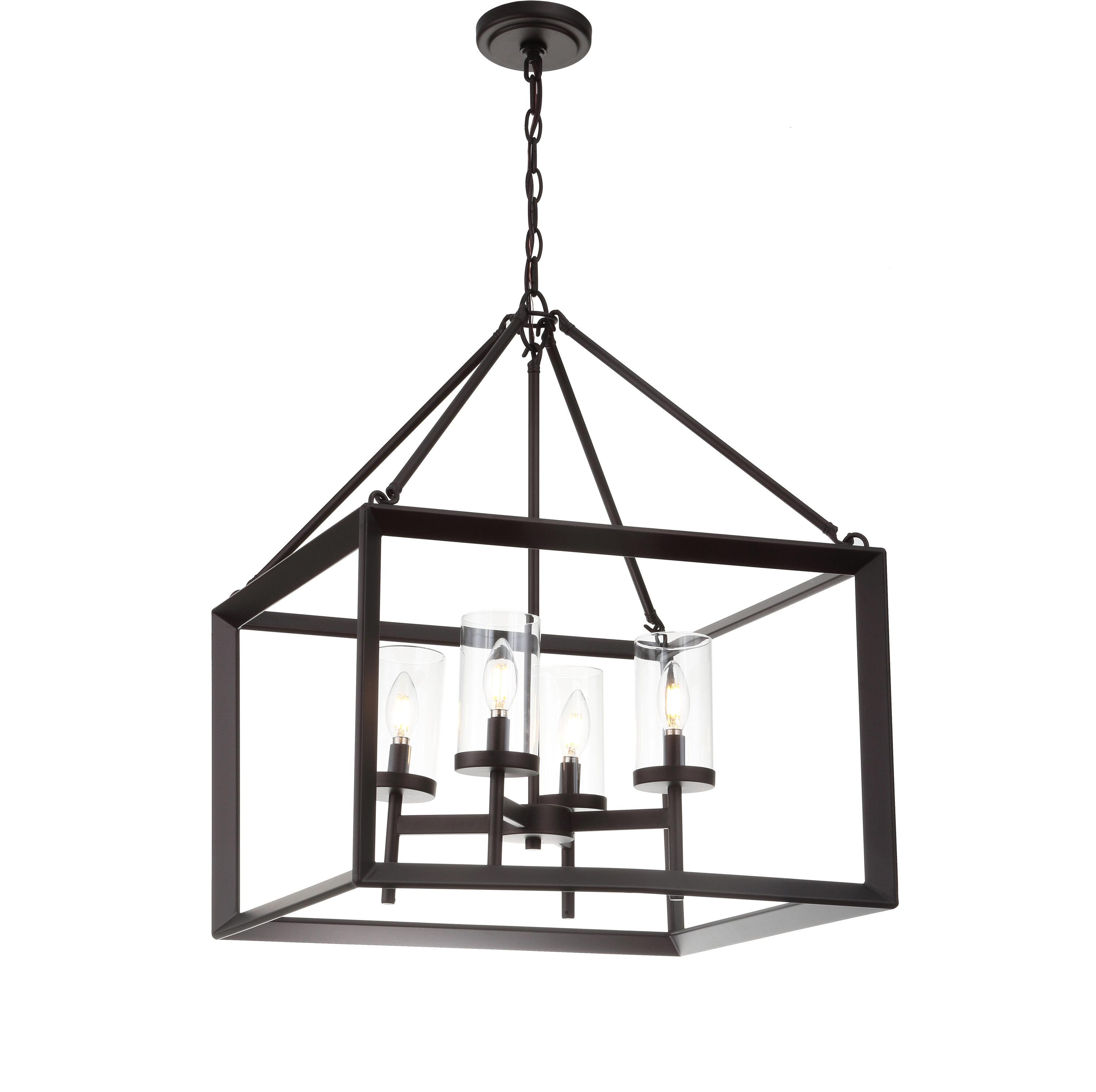 Anna 21" 4-light Metal/Glass LED Pendant, Oil Rubbed Bronze