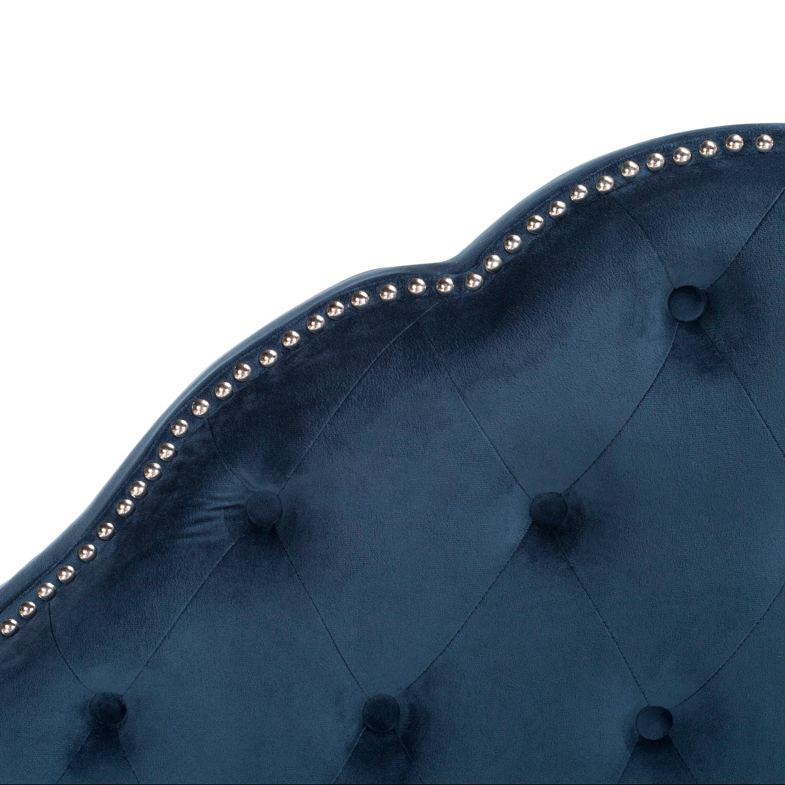 SAFAVIEH Beckham Modern Glam Tufted Headboard with Nail Heads, Queen, Navy