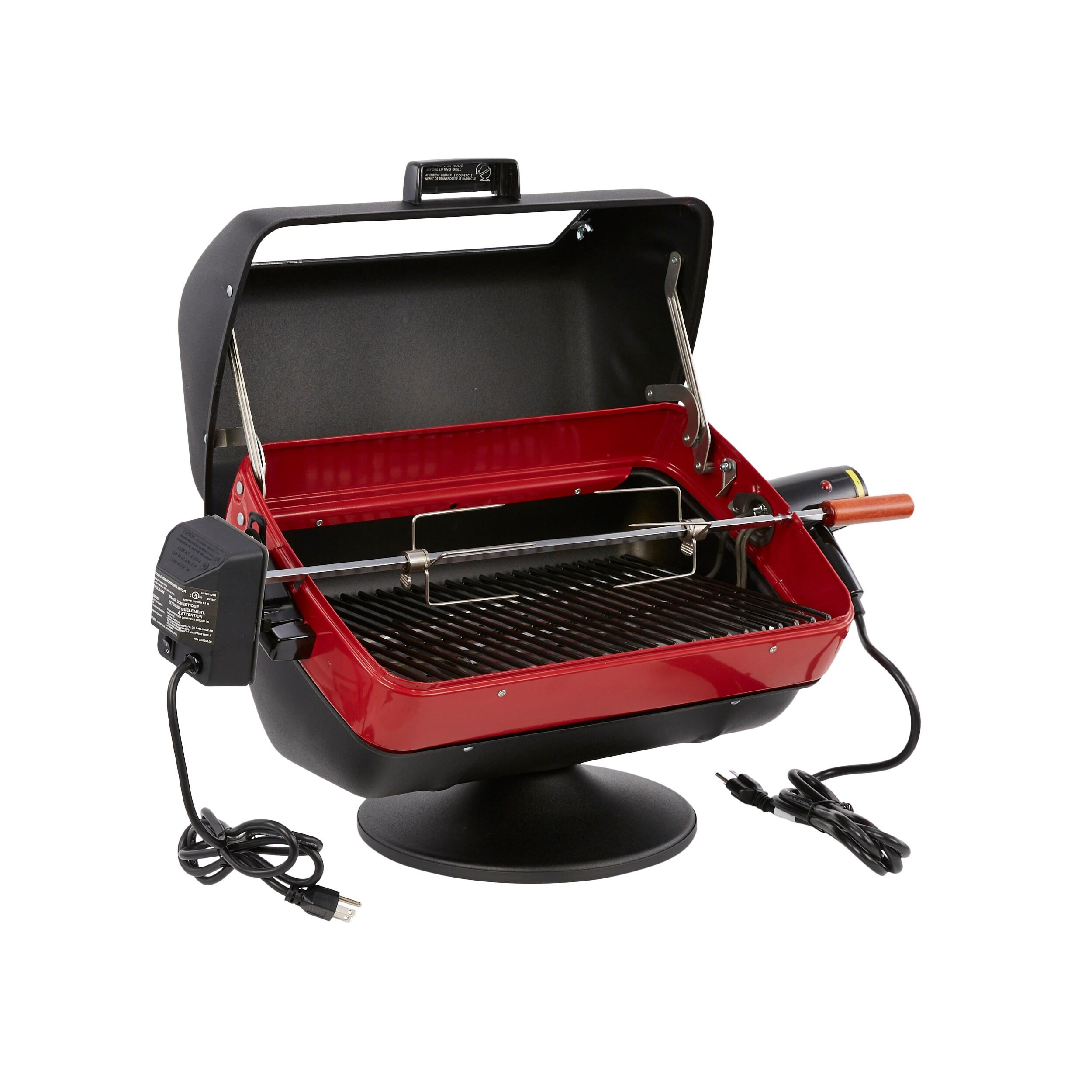 Americana Black and Red Electric Rotisserie Tabletop Grill