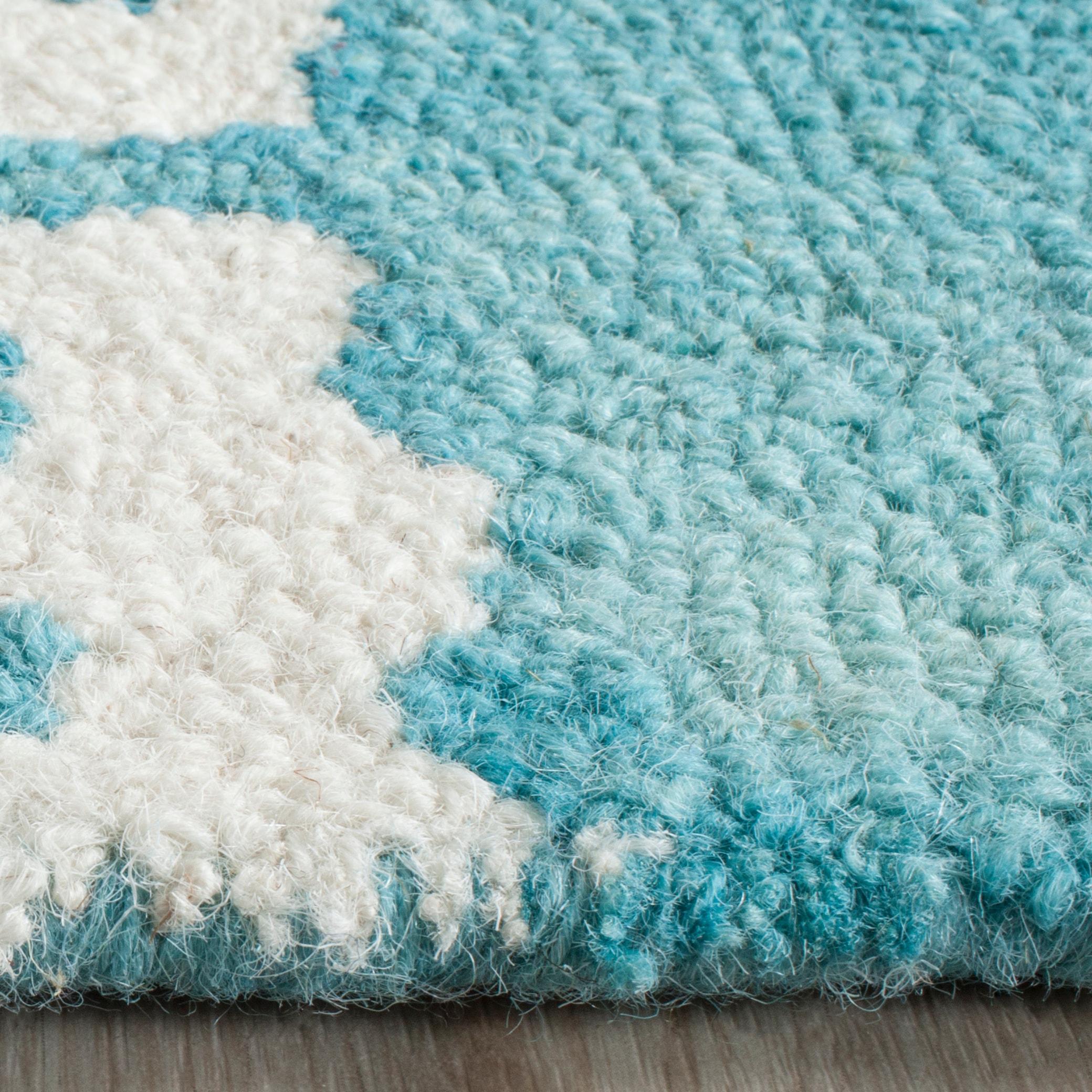 Dip Dye DDY538 Hand Tufted Indoor Area Rug - Turquoise/Ivory - 7'x7' - Safavieh