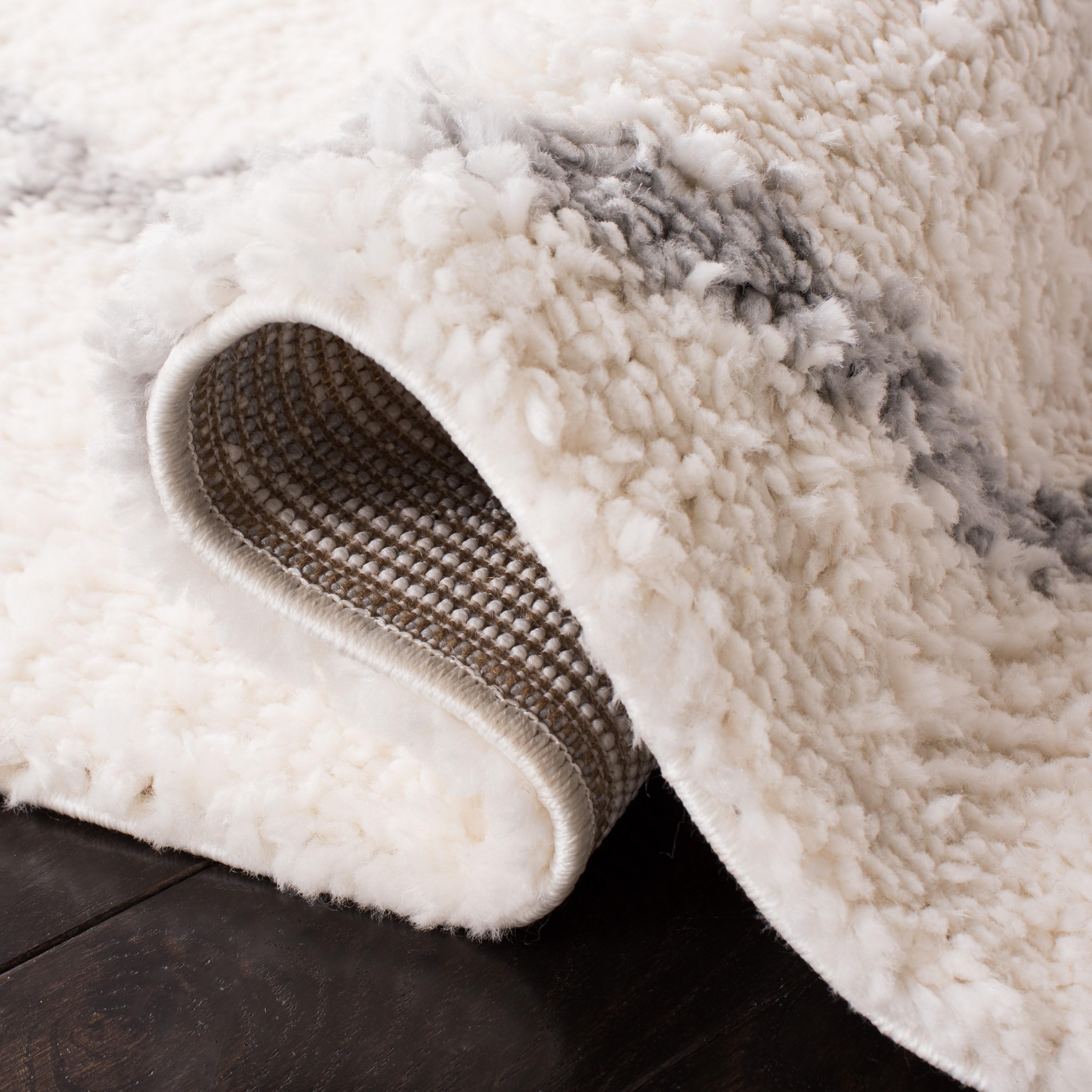 Parma Shag PMA515 Power Loomed Indoor Runner Rug - 2'3"x11' - Cream/Grey - Safavieh