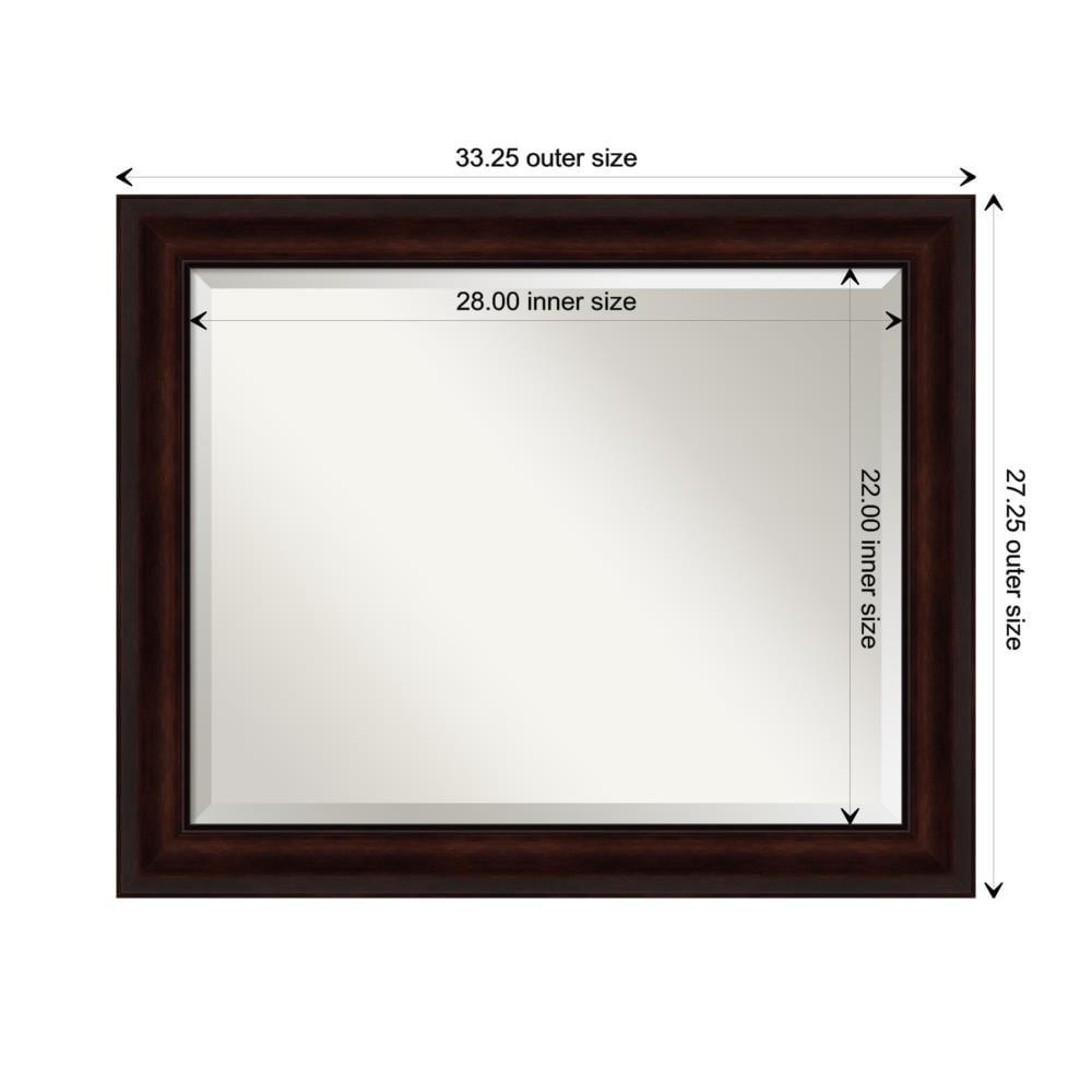 Amanti Art Beveled Bathroom Wall Mirror - Coffee Bean Brown Frame - Coffee Bean Brown Outer Size: 33 x 27 in