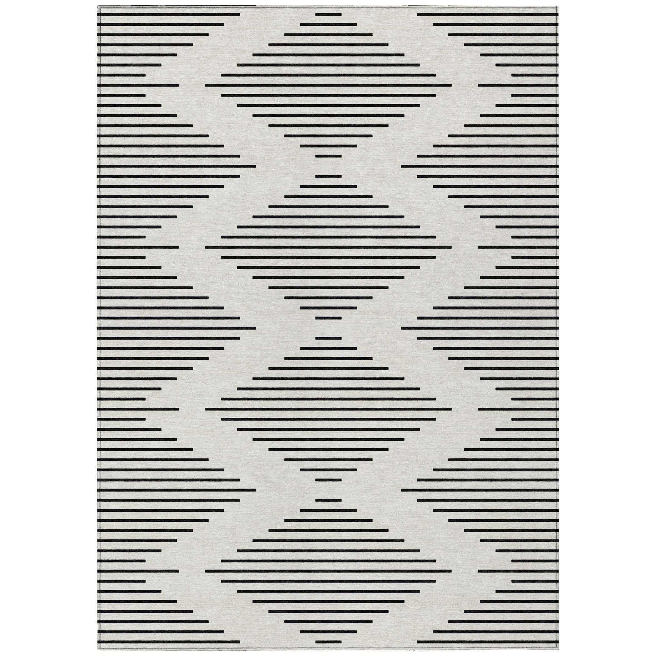 Addison Rugs Chantille Indoor/Outdoor Transitional Geometric Ivory Washable Rectangle Rug, 3' x 5'