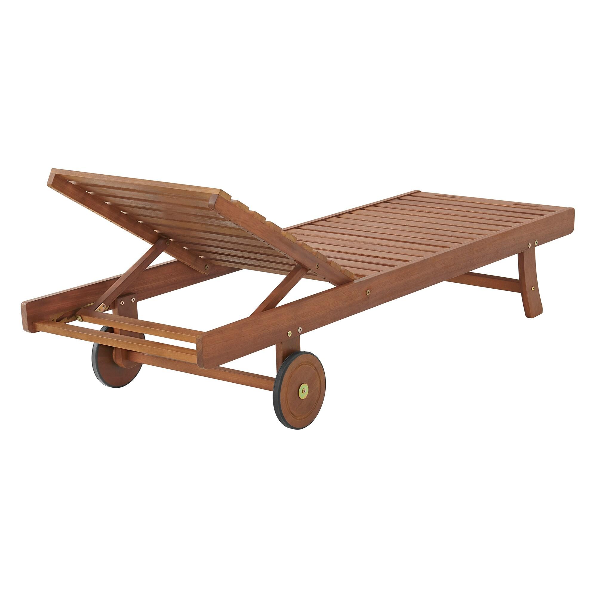 Caspian 73" Wide 2Pc Eucalyptus Wood Outdoor Lounge Chair