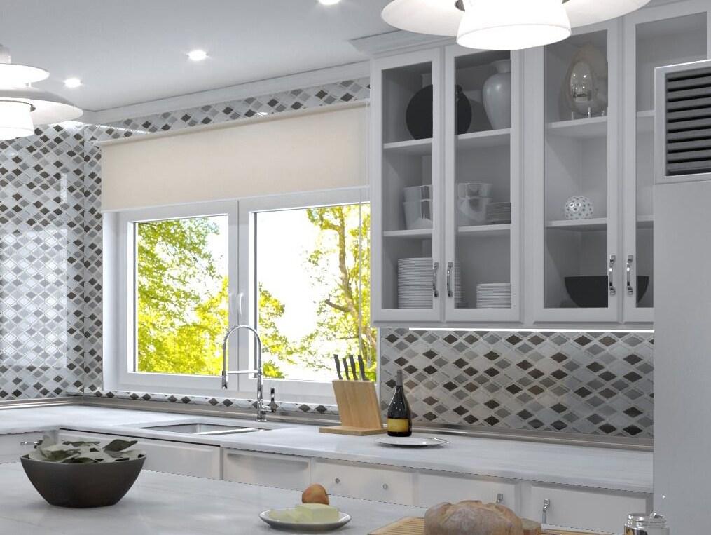 Geom Aluminum Metal Diamond Mosaic Kitchen Backsplash, Bathroom, Shower, Wall and Floor Tile