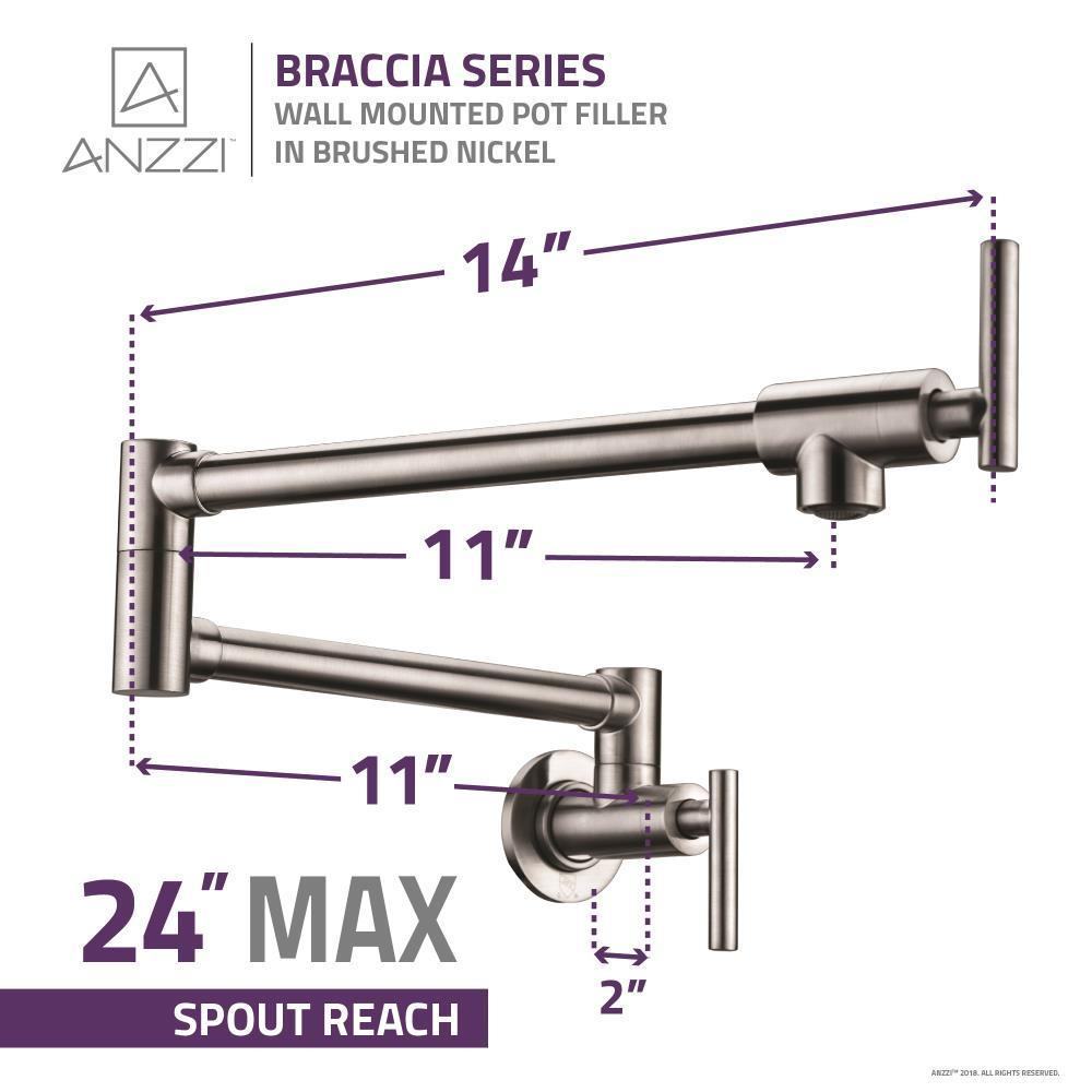 ANZZI Braccia Series 24" Wall Mounted Pot Filler With Accessories