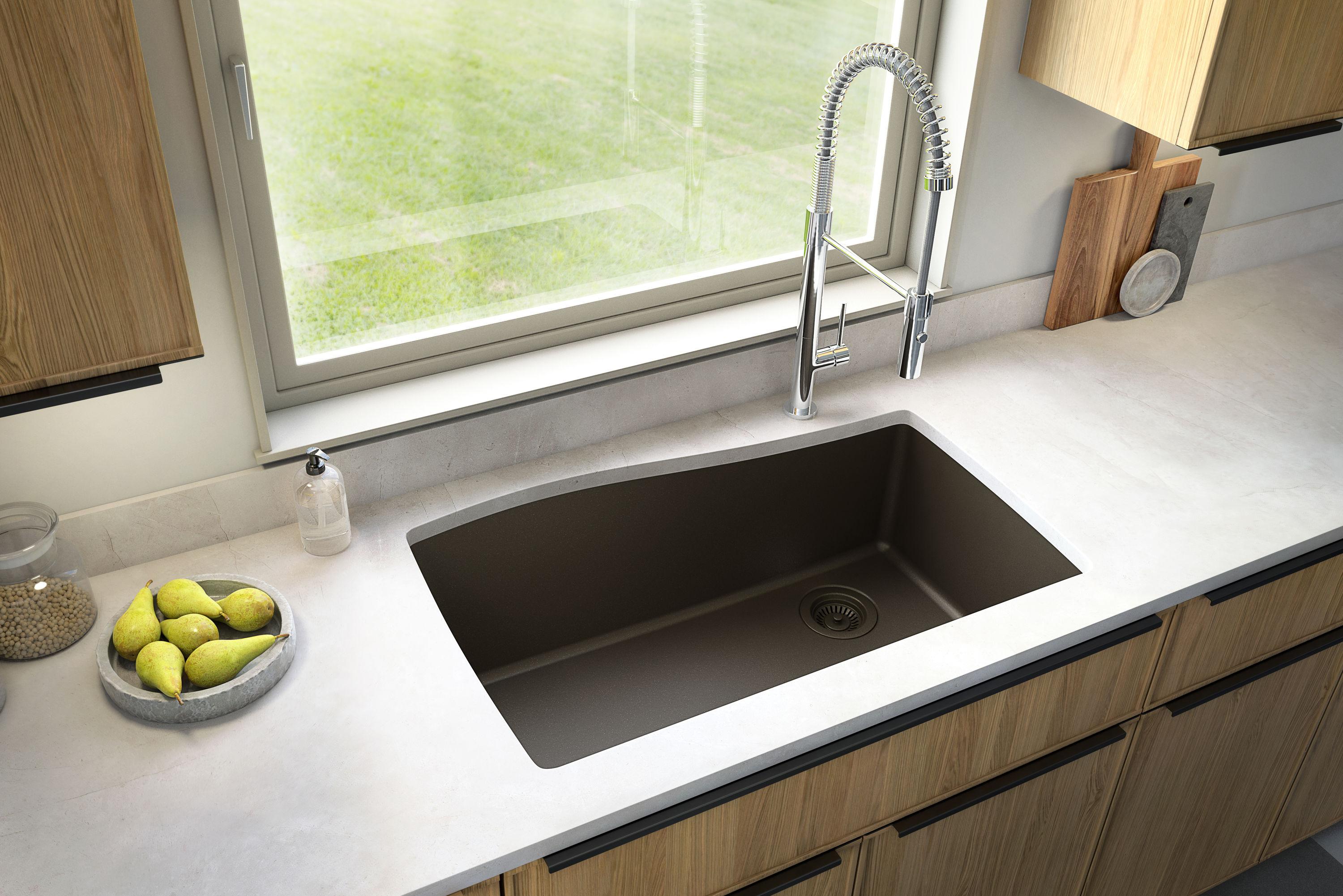 Karran Undermount Quartz Composite 33-1/2'' X 21'' Single Bowl Kitchen Sink