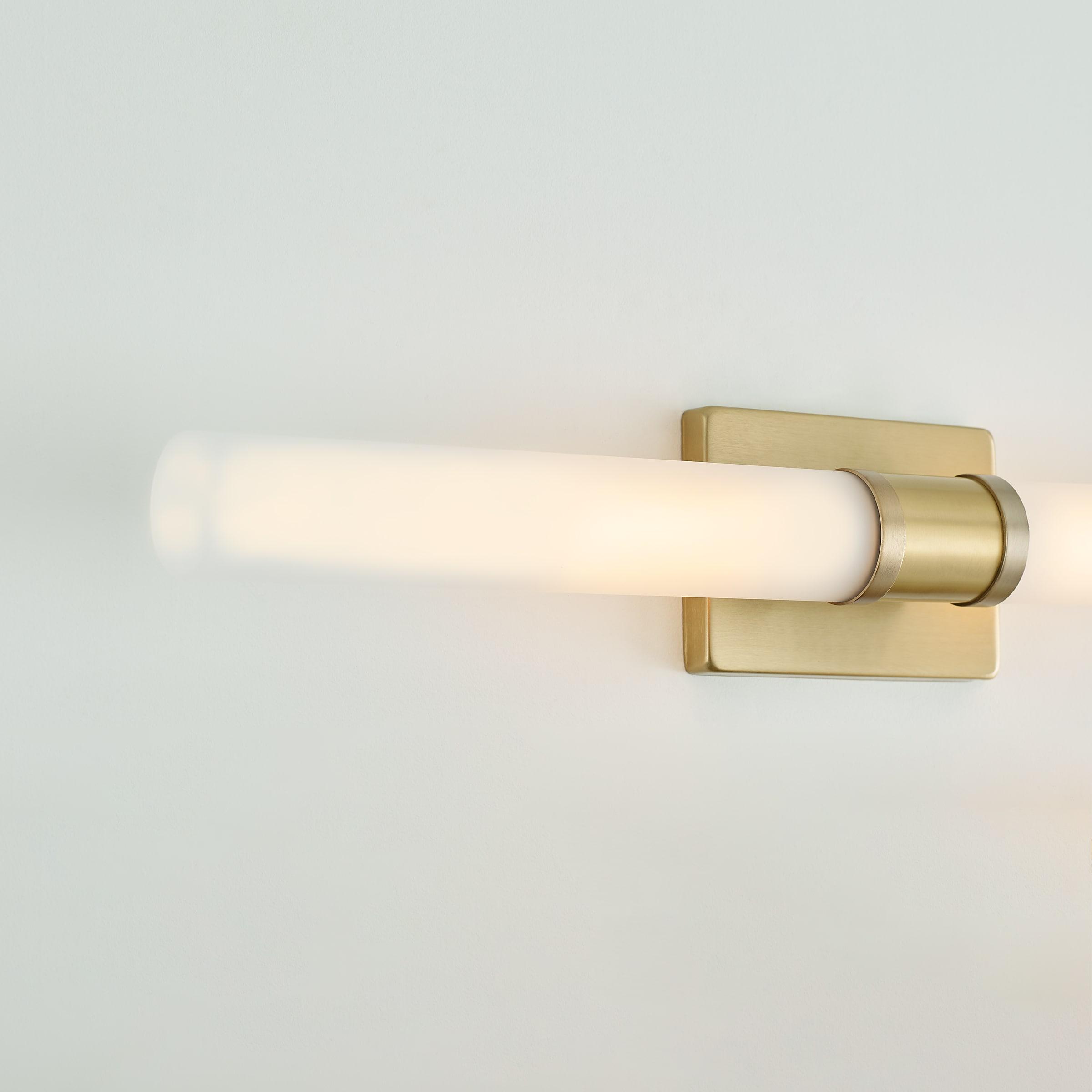 Satin Brass 2-Light Dimmable Vanity Light with Frosted Glass