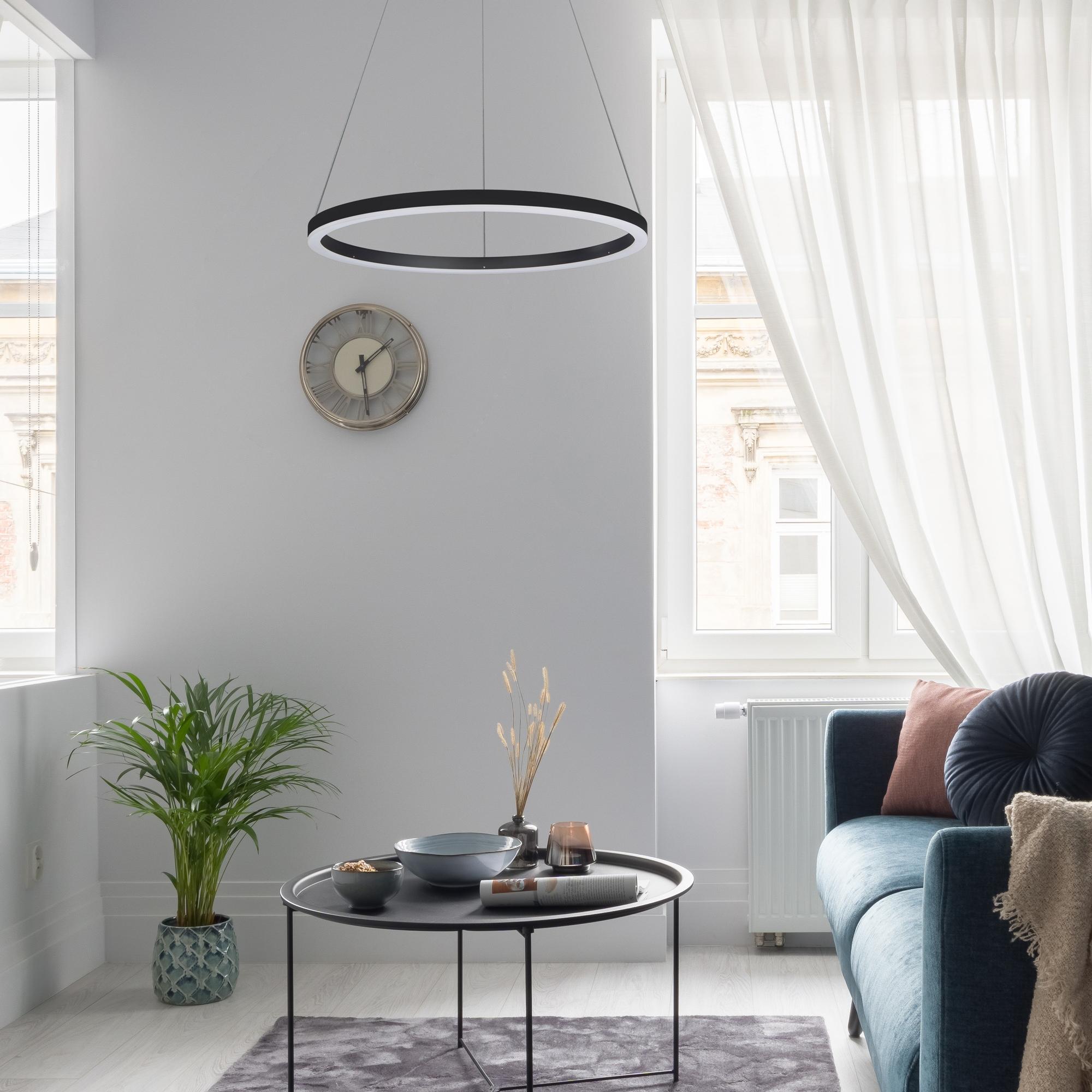 Tania 24-in Integrated LED Pendant Light Height Adjustable ETL Certified Circular Ring Chandelier