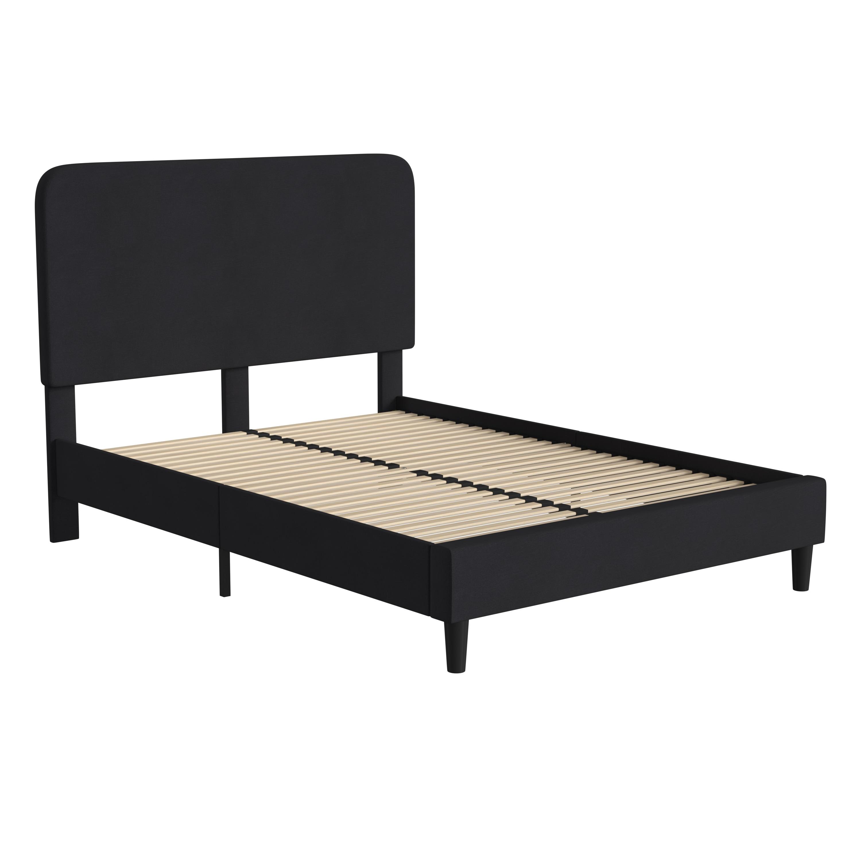 Flash Furniture Addison Fabric Queen Platform Bed with Headboard in Charcoal