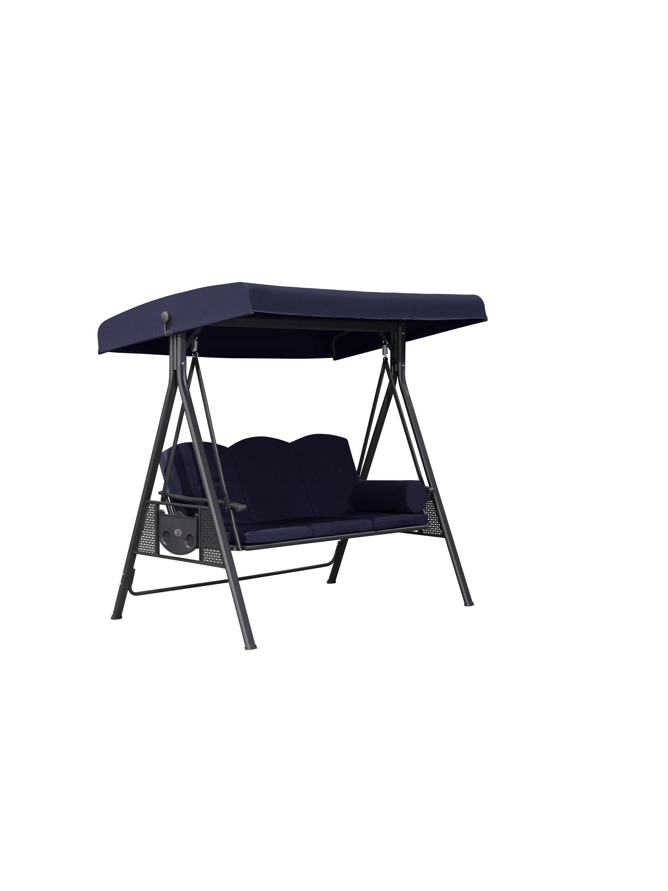 PURPLE LEAF 3 -person Gray Steel Outdoor Swing