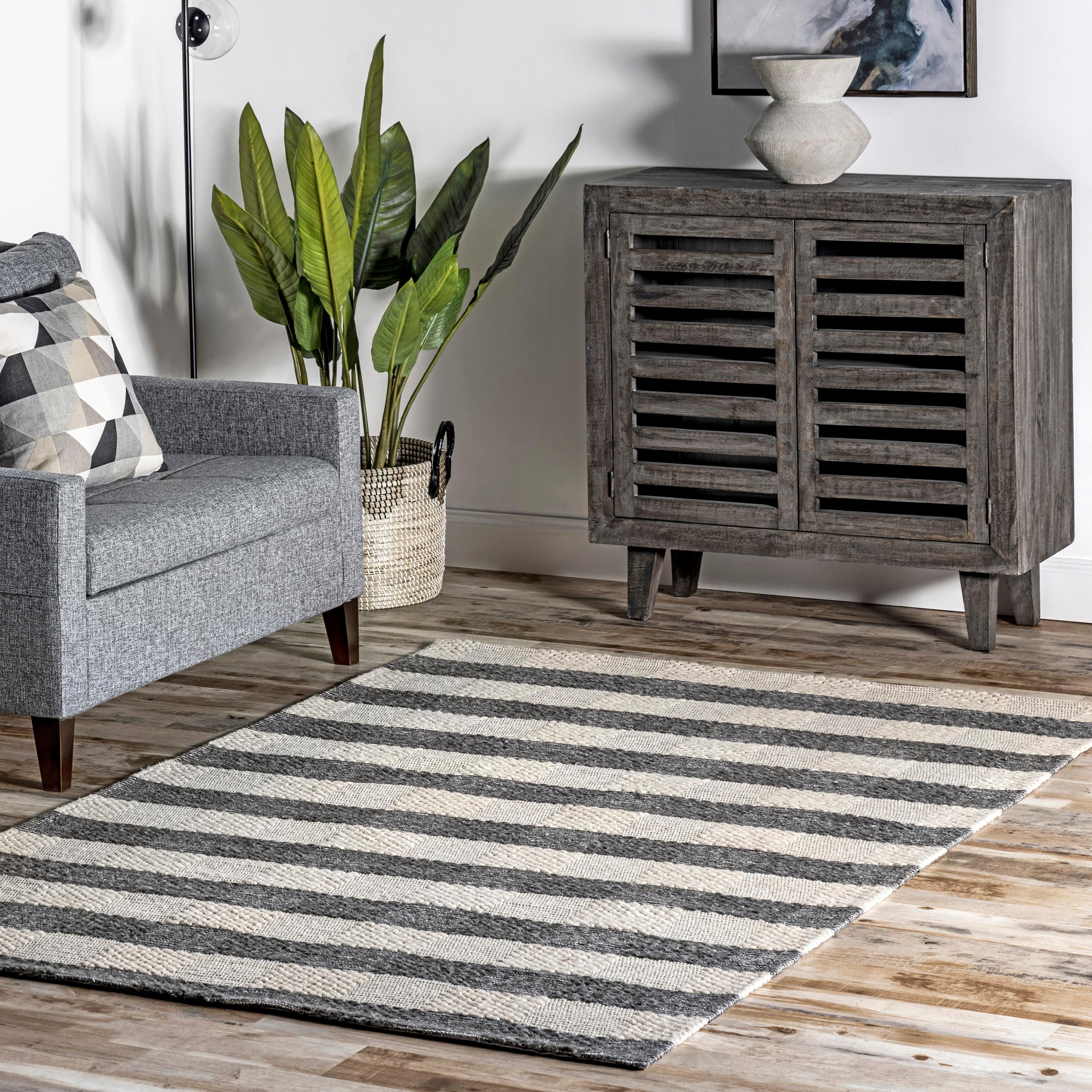 Sophie Striped Wool Gray Area Rug