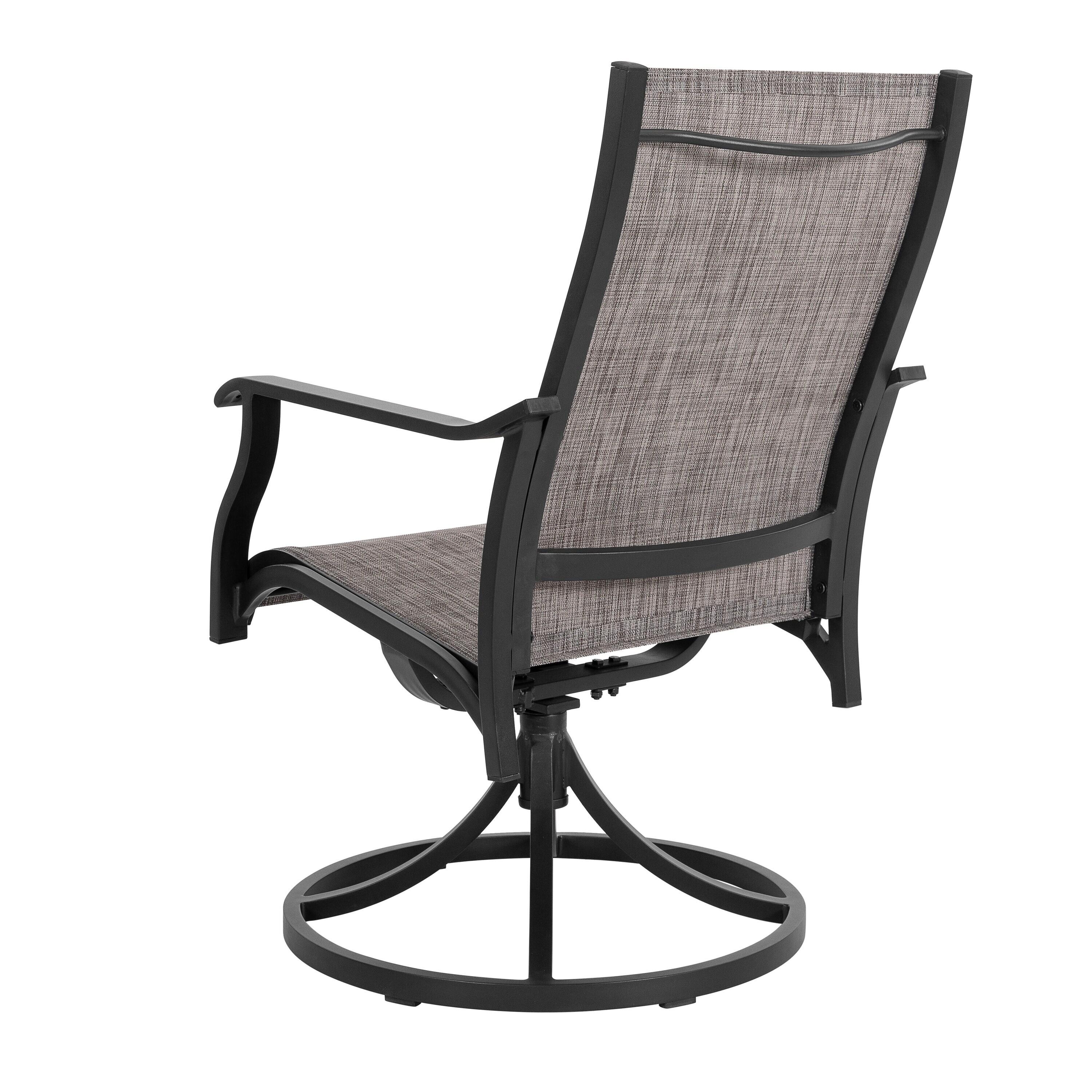 Nuu Garden Swivel Patio Chair Set of 2, All-Weather Textilene Outdoor Dining Chairs with High Back, Outdoor Dining Chair Set, Grayish Brown