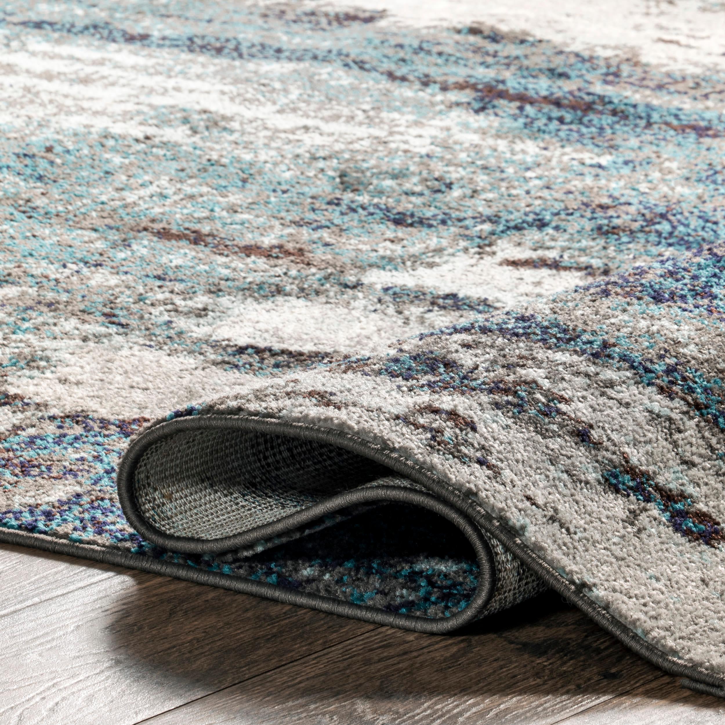 Nuloom Haydee Abstract 7x9 Indoor Area Rug for Living Room Bedroom Dining Room Kitchen, Teal/Ivory